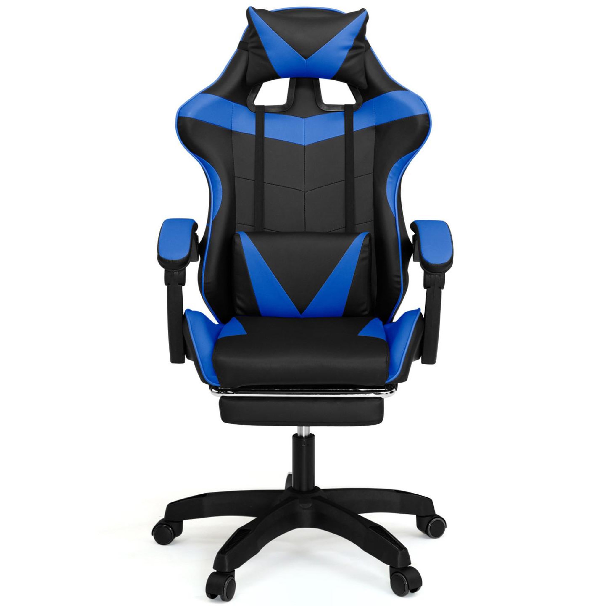 Voir la diapositive 5 : ID MARKET Fauteuil de gaming alex réglable avec repose-pied, coussin de tête et coussin lombaire noir et bleu