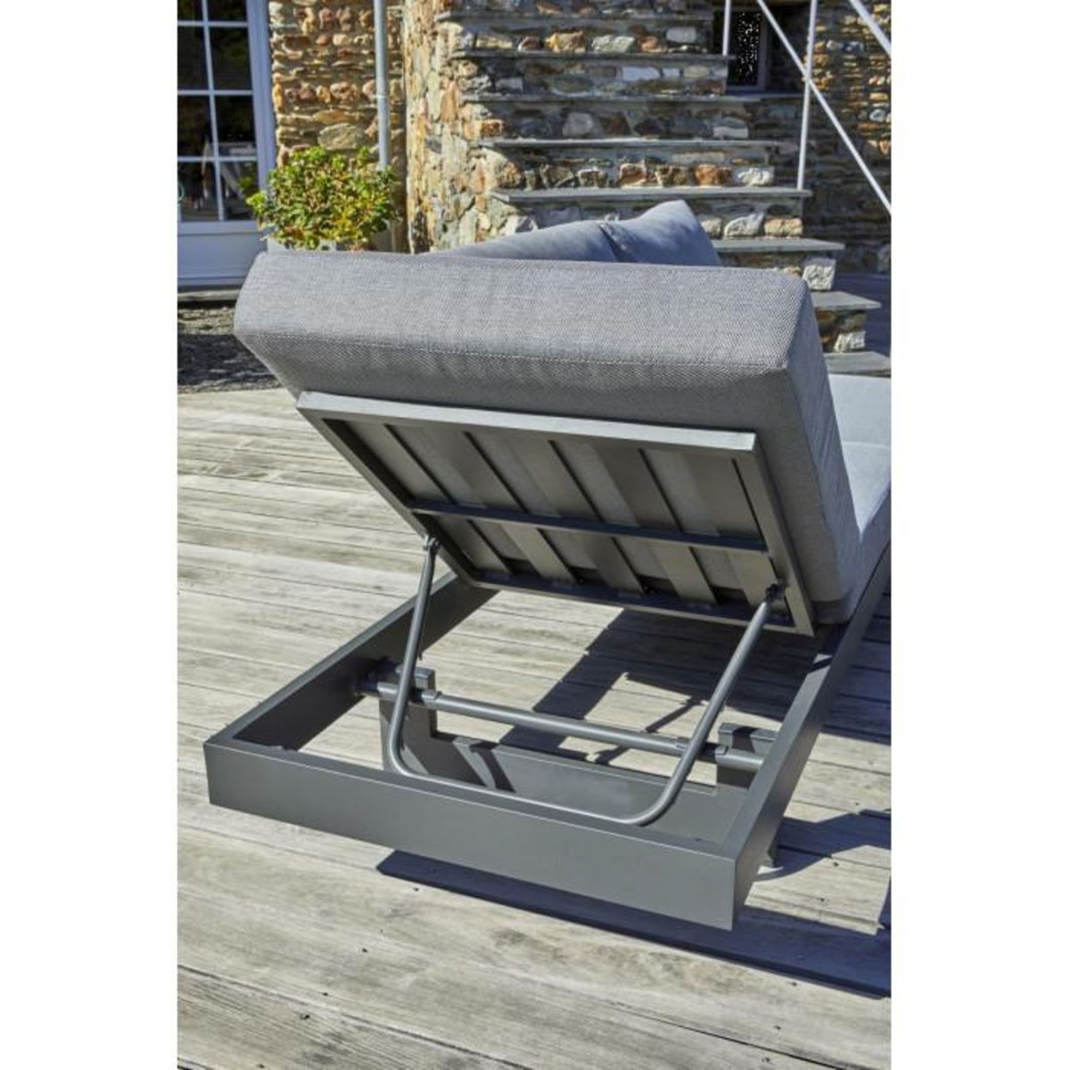 Paris Prix Salon de Jardin d'Angle 6 Places en Bois  Vanuatu  245cm Gris Anthracite