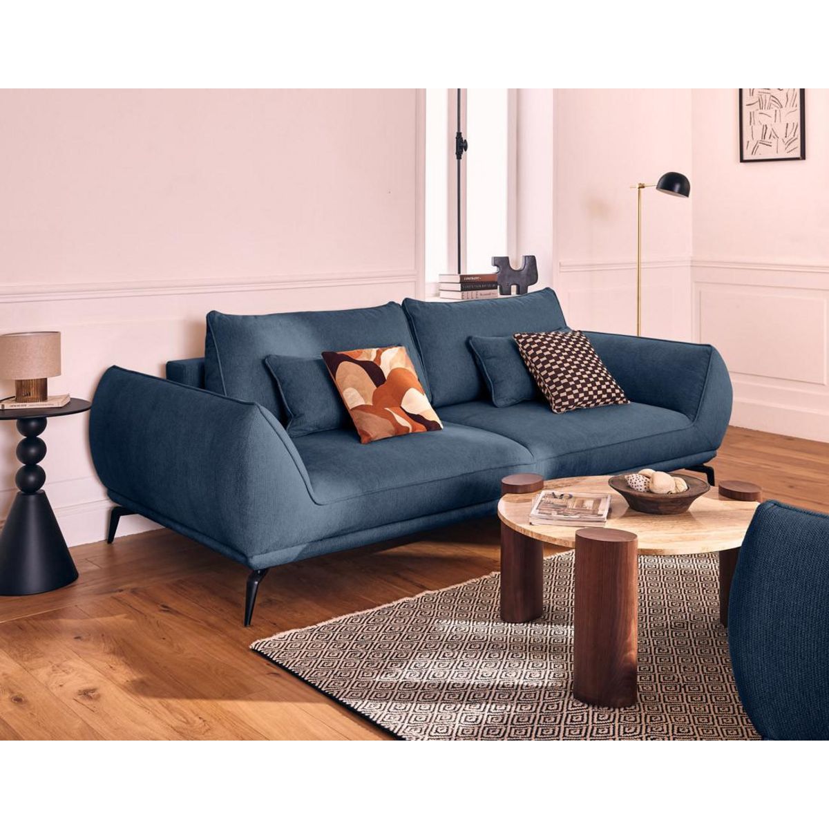 LISA DESIGN Arica - canapé droit 3 places convertible en tissu texturé