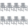 Voir la diapositive 3 : VIDAXL Chaises de jardin et coussins lot de 8 Bois acacia solide Gris