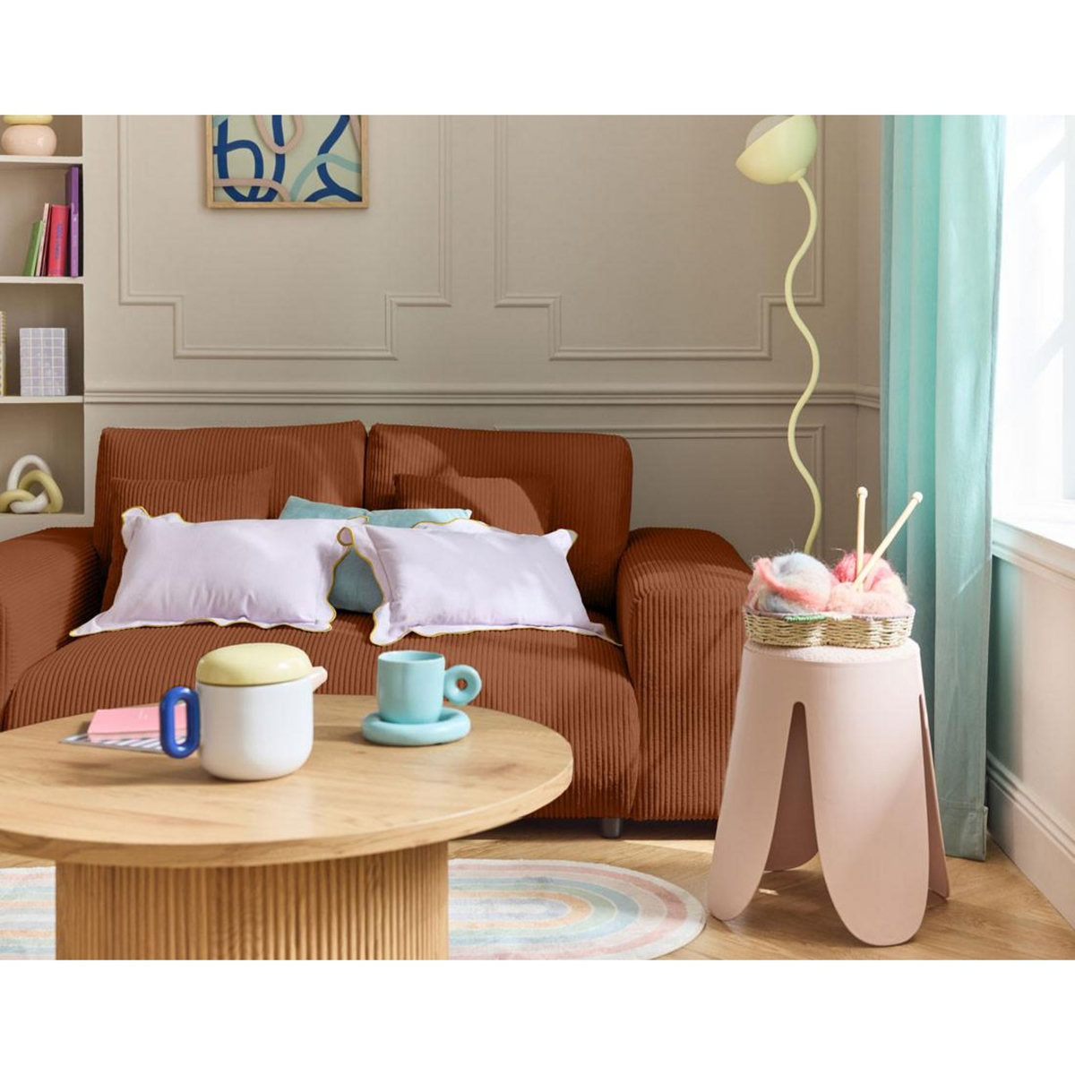 LISA DESIGN Garance - canapé droit 2 places - en velours côtelé