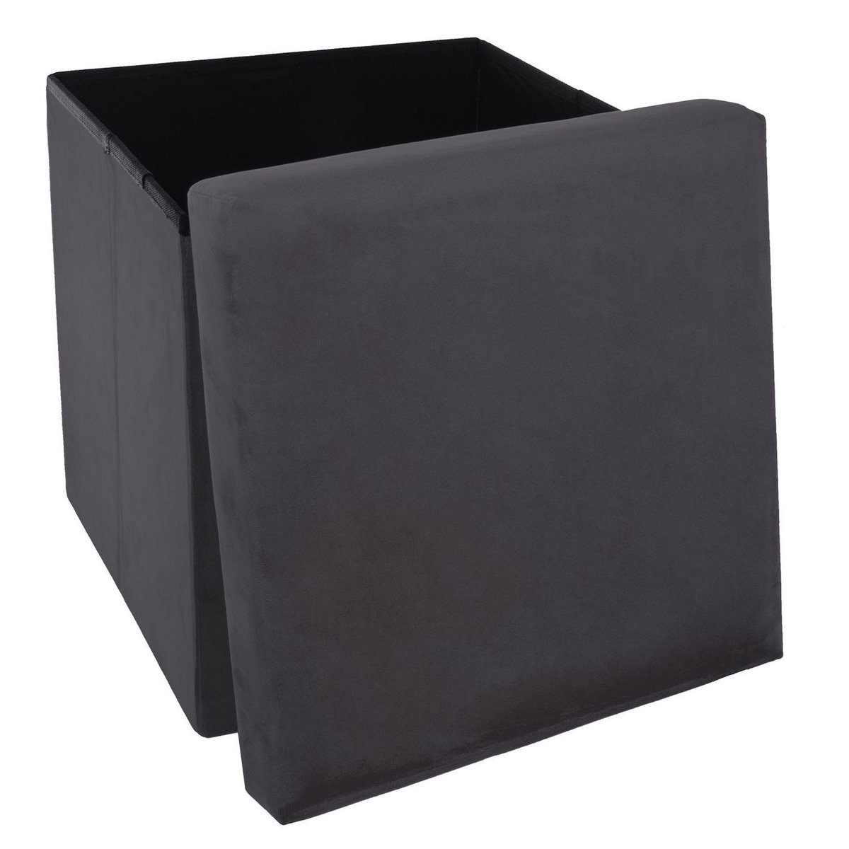 ATMOSPHERA Pouf coffre pliable velours Tess - L. 38 x H. 38 cm
