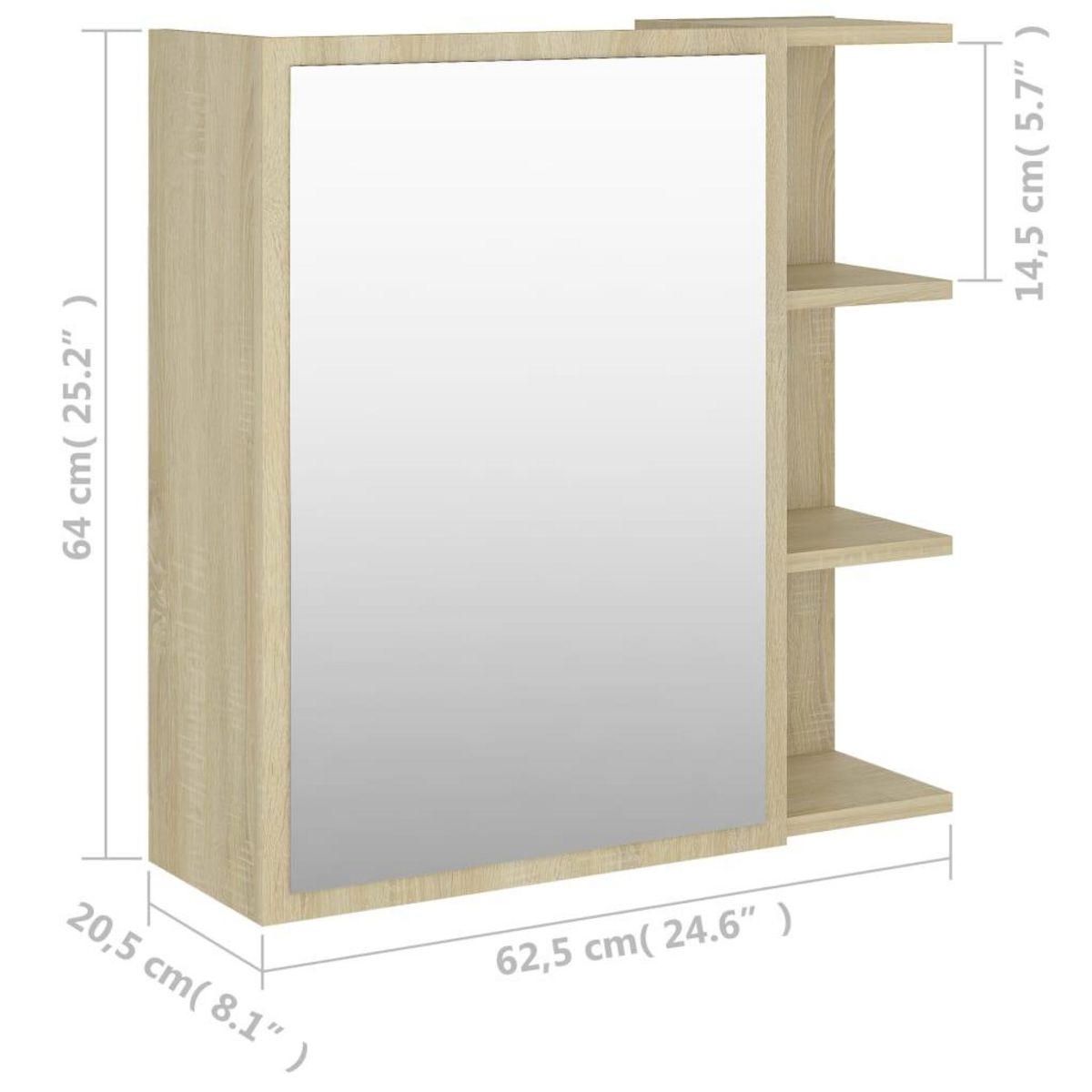 VIDAXL Armoire a miroir de salle de bain Chene sonoma Bois ingenierie