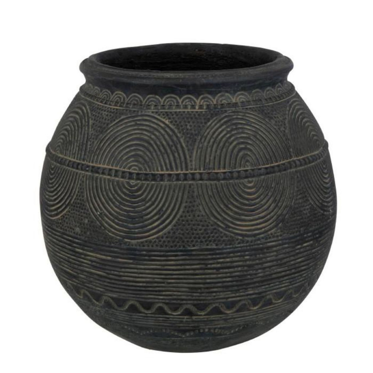 Paris Prix Vase Cruche en Ciment  Black Lombok  29cm Noir