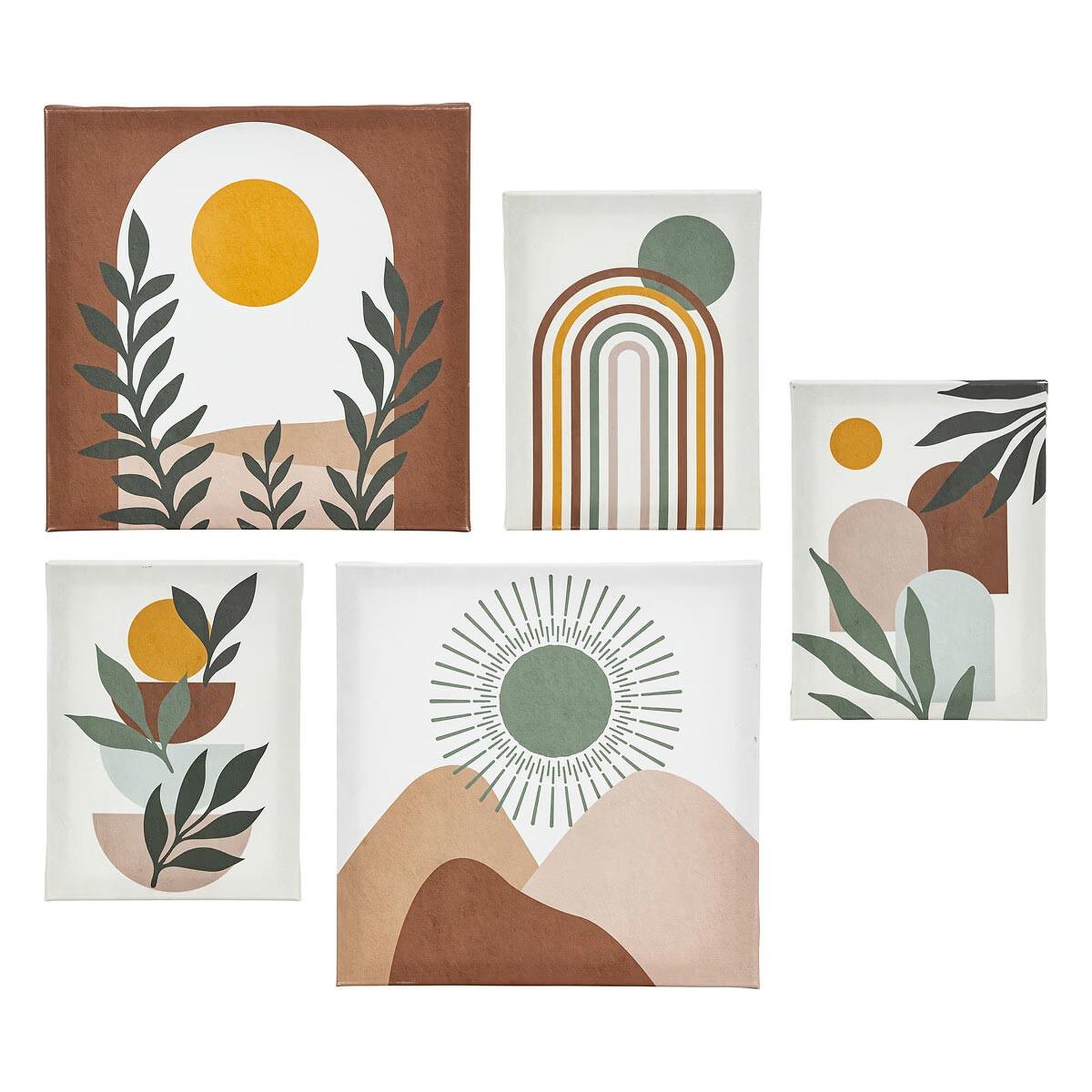 ATMOSPHERA Lot de 5 toiles imprimées  cynthia  25x25cm soleil