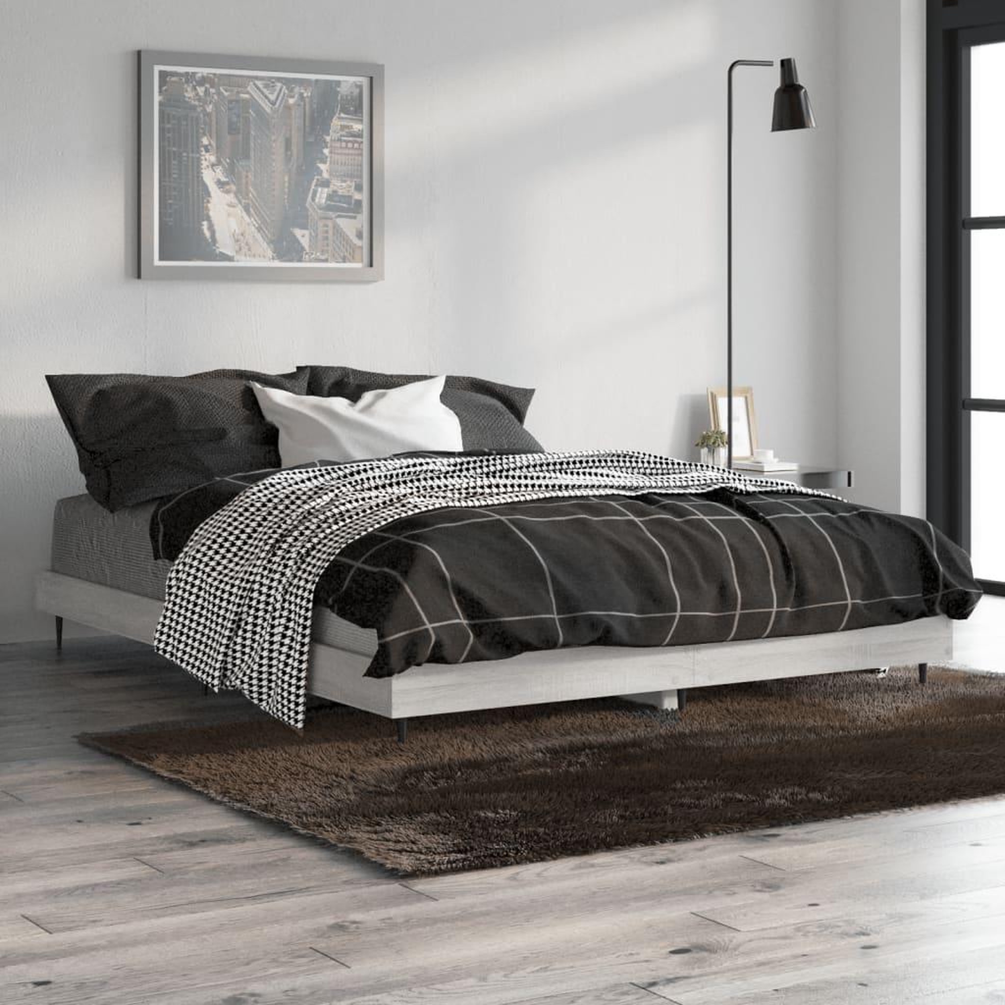 Voir la diapositive 4 : VIDAXL Cadre de lit sans matelas sonoma gris 135x190 cm