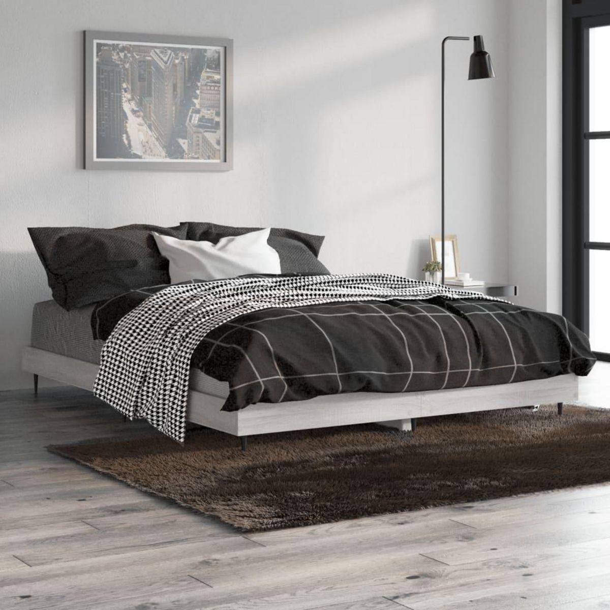 VIDAXL Cadre de lit sans matelas sonoma gris 135x190 cm