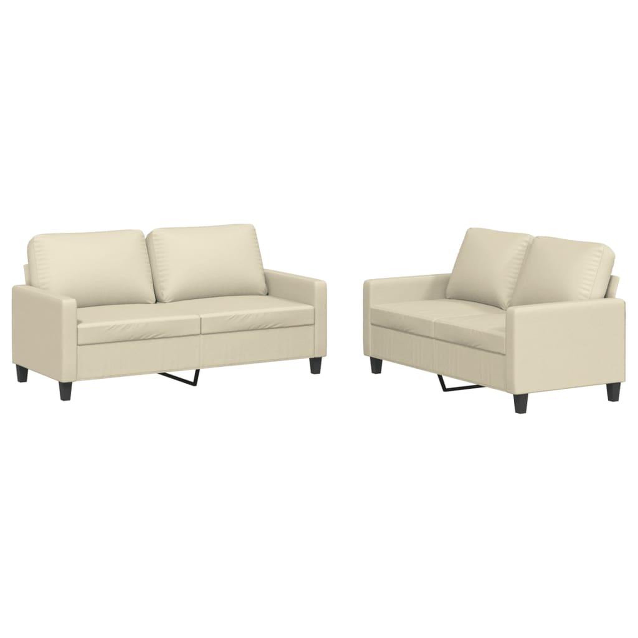 Voir la diapositive 2 : VIDAXL Ensemble de canapes 2 pcs avec coussins Creme Similicuir