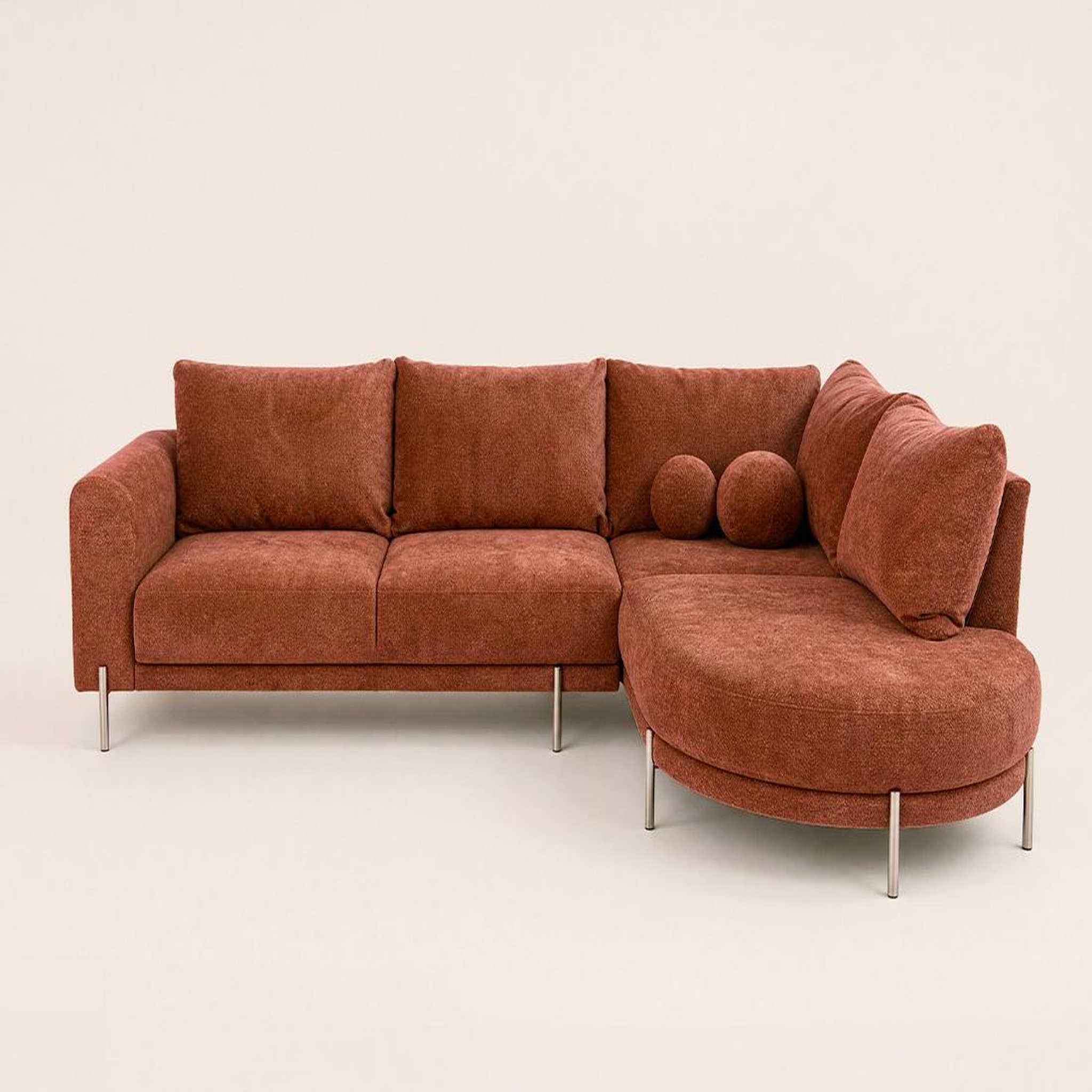 Voir la diapositive 6 : BEST MOBILIER Gabin - canapé d'angle droit 5 places en velours texturé