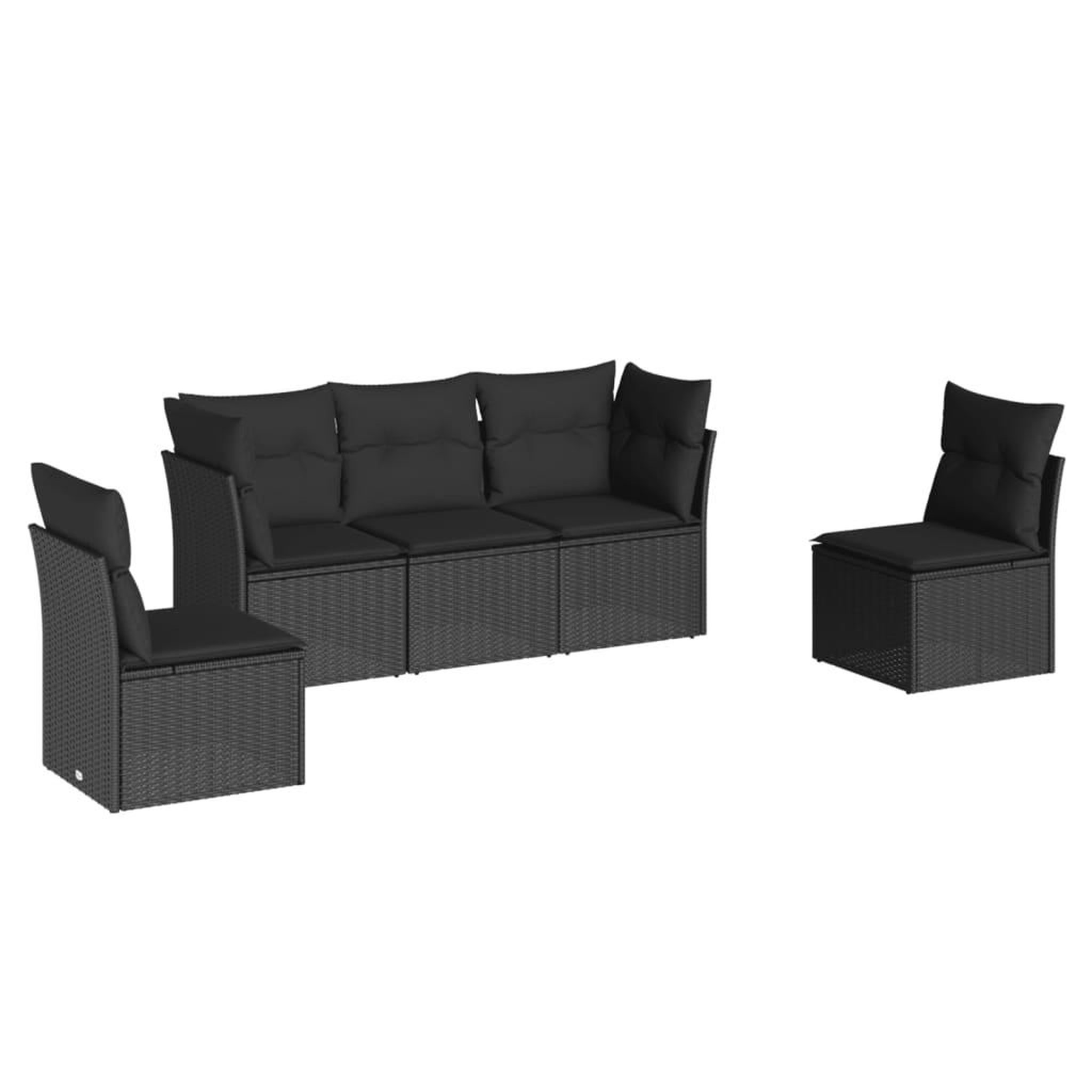 Voir la diapositive 2 : VIDAXL Salon de jardin 5 pcs avec coussins noir resine tressee