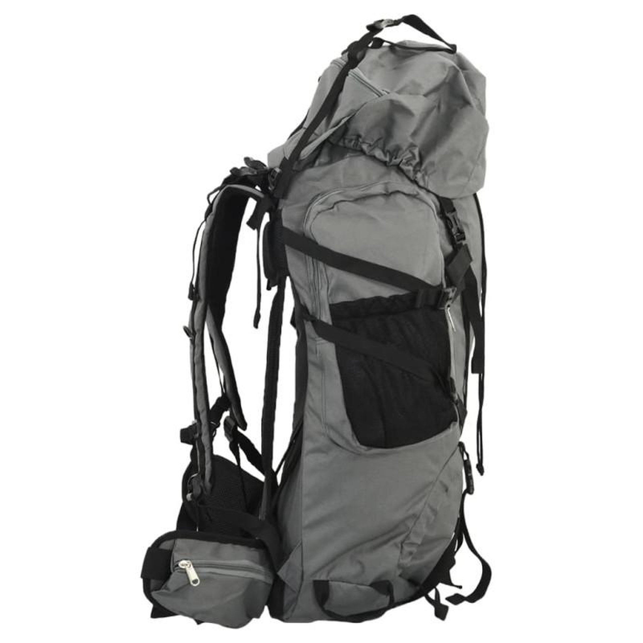 Voir la diapositive 2 : VIDAXL Sac à dos de randonnée gris 60 L tissu oxford