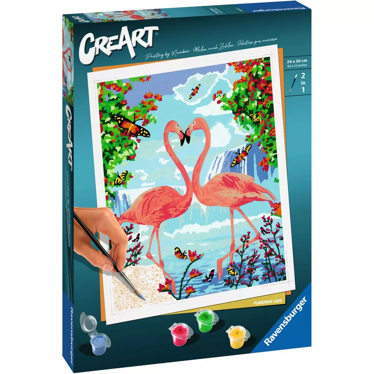 RAVENSBURGER Tableau Flamants roses amoureux / Flamingo Love - 24x30 cm - CreArt