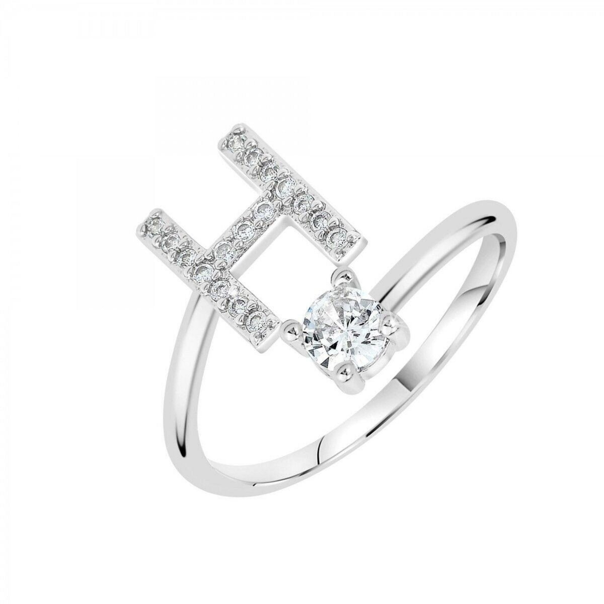 SC CRYSTAL Bague lettre H ajustable SC Crystal ornée de Zirconium