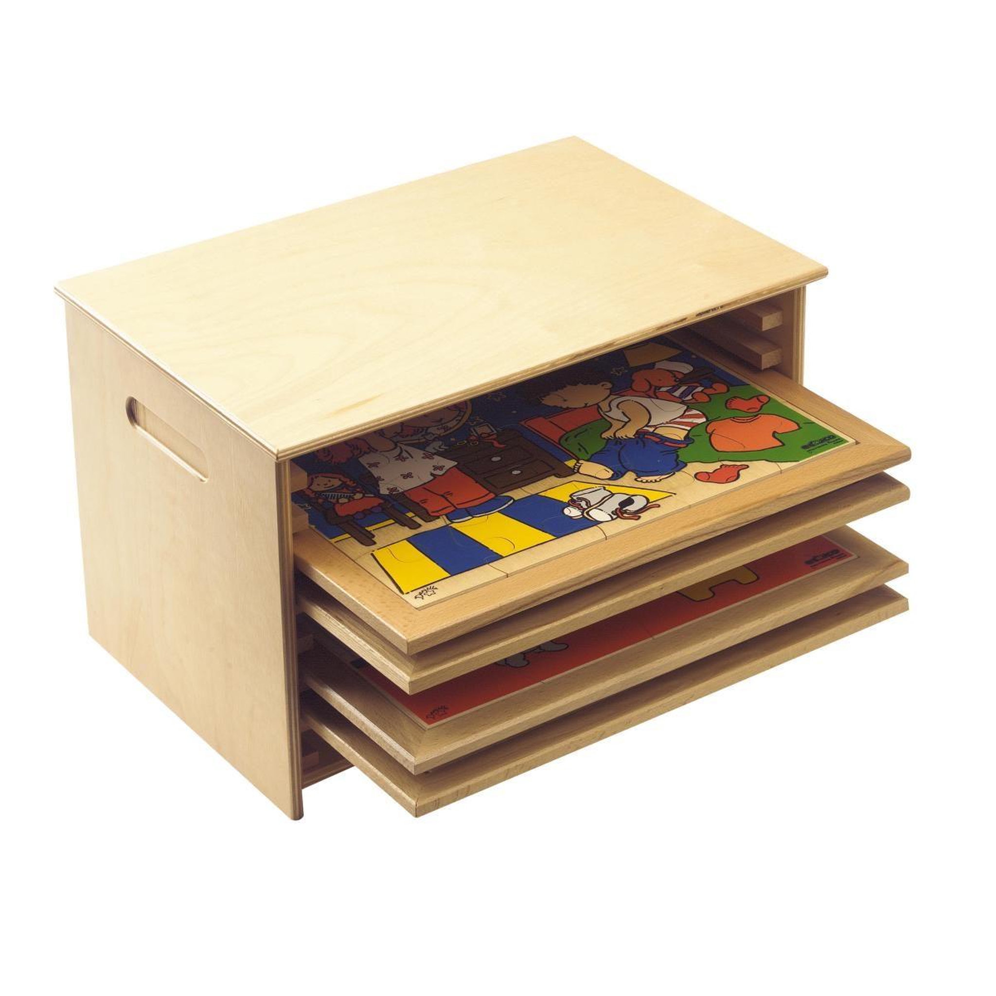 Voir la diapositive 4 : EDUCO Casier de puzzle - tailles de puzzle 34 x 34