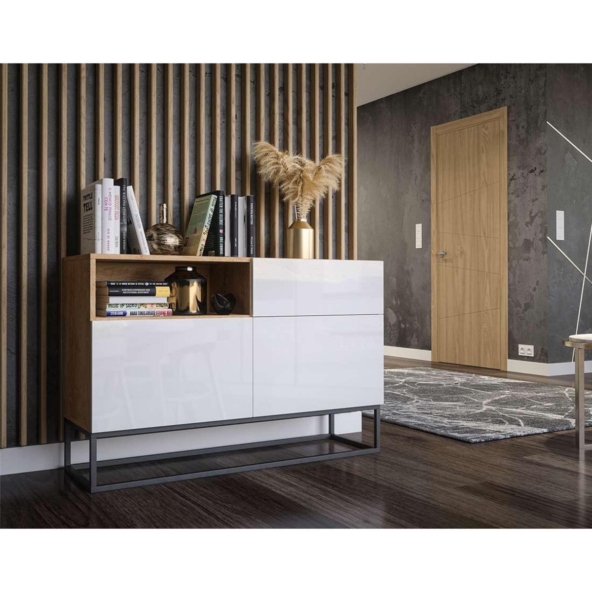 BEST MOBILIER Roman - buffet bas - 2 portes - 120 cm