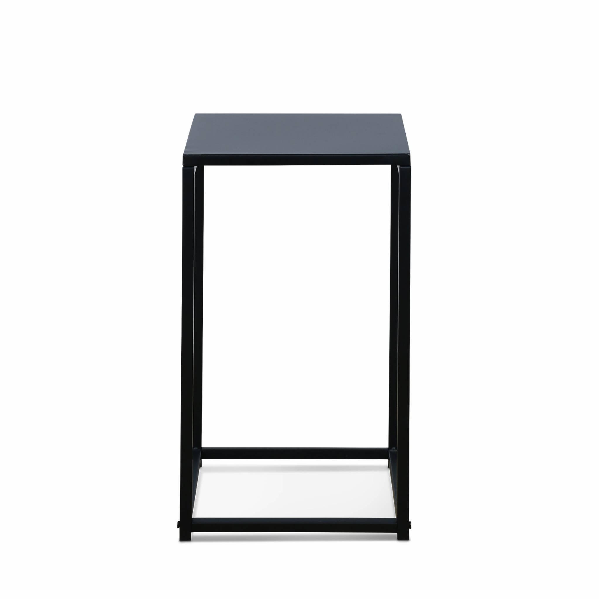 Voir la diapositive 6 : SWEEEK Lot de 2 tables d'appoint gigognes noires - Industrielle - bouts de canapé 34x34x74cm / 30x30x54cm