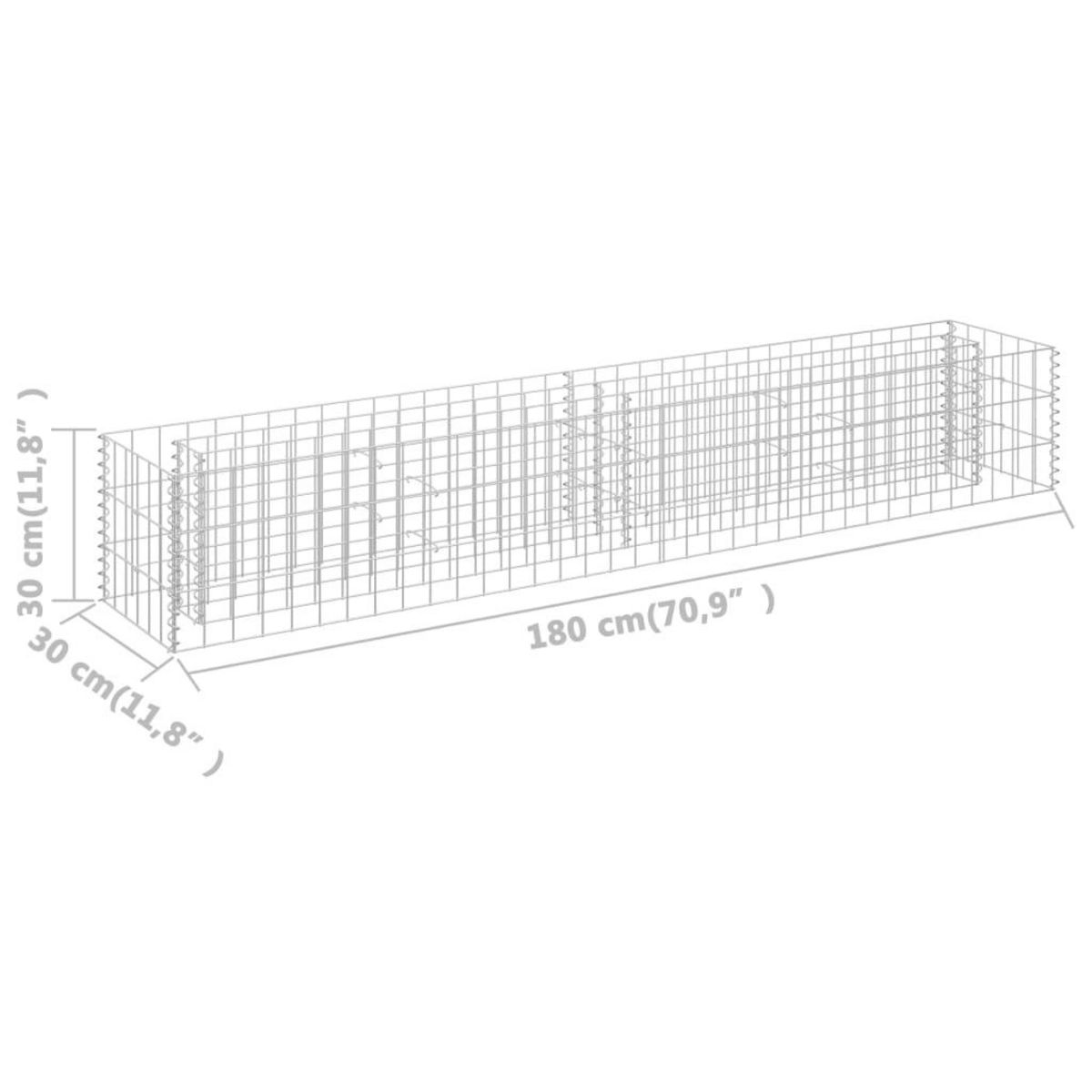 VIDAXL Lit sureleve a gabion Acier galvanise 180x30x30 cm