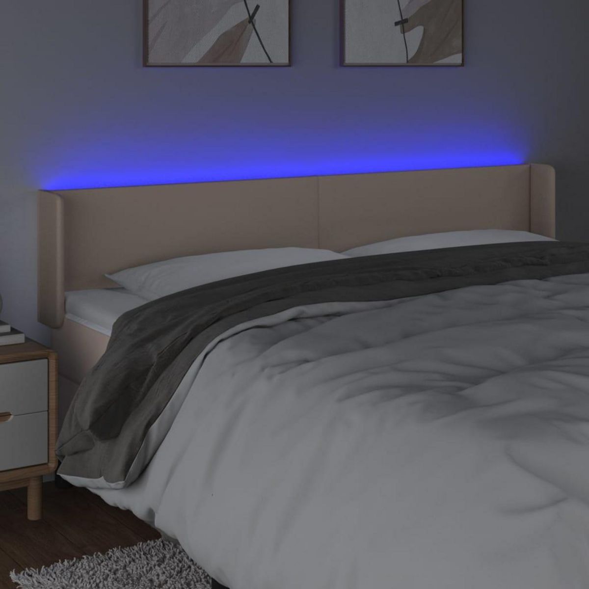 VIDAXL Tete de lit a LED Cappuccino 203x16x78/88 cm Similicuir