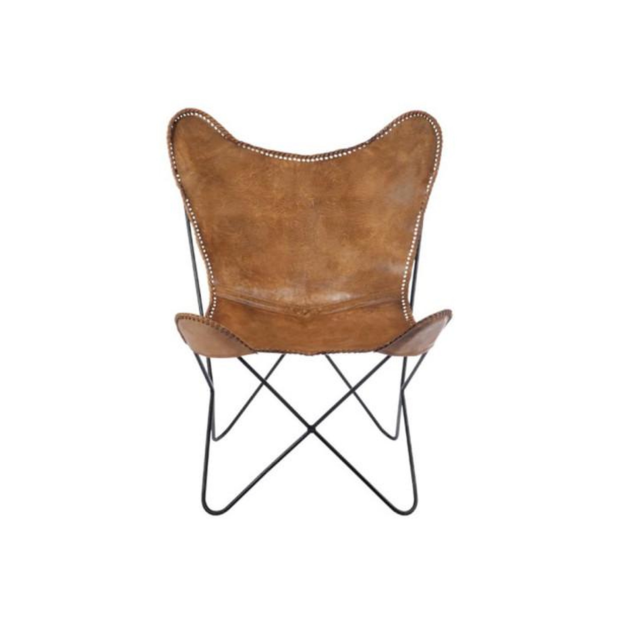 Voir la diapositive 2 : Paris Prix Fauteuil Design en Cuir  Papillon  73cm Marron