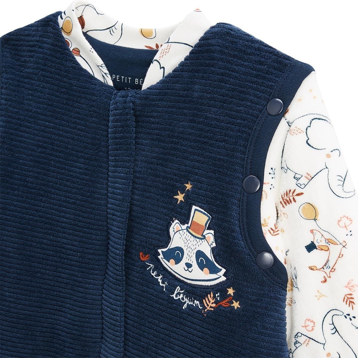 Petit Béguin Turbulette d'hiver en velours avec pieds retroussables et manches amovibles Cirque d'automne