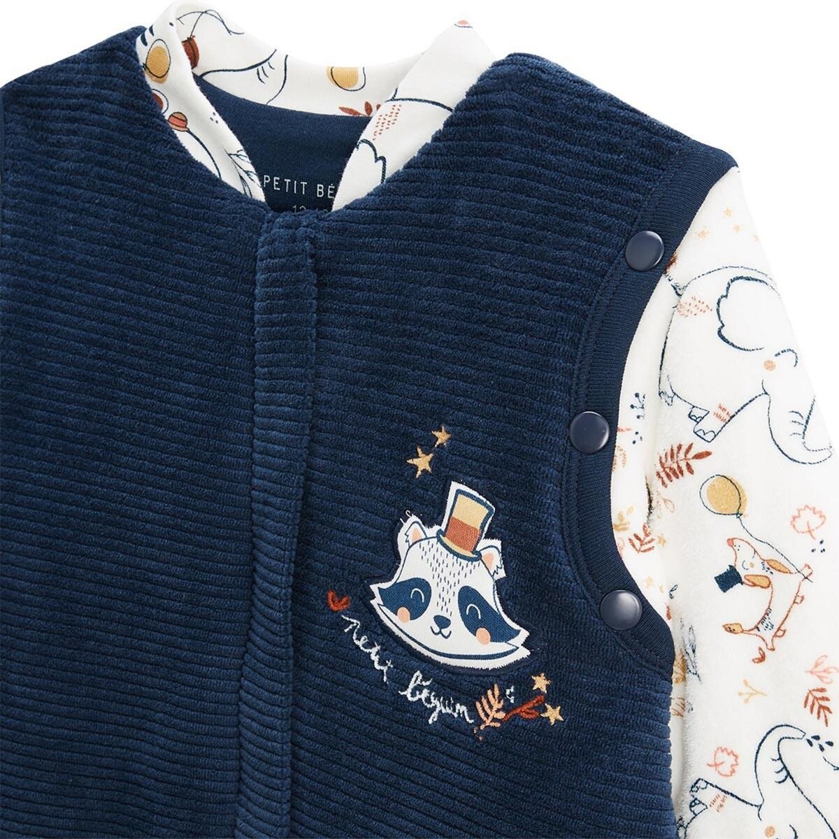 Petit Béguin Turbulette d'hiver en velours avec pieds retroussables et manches amovibles Cirque d'automne