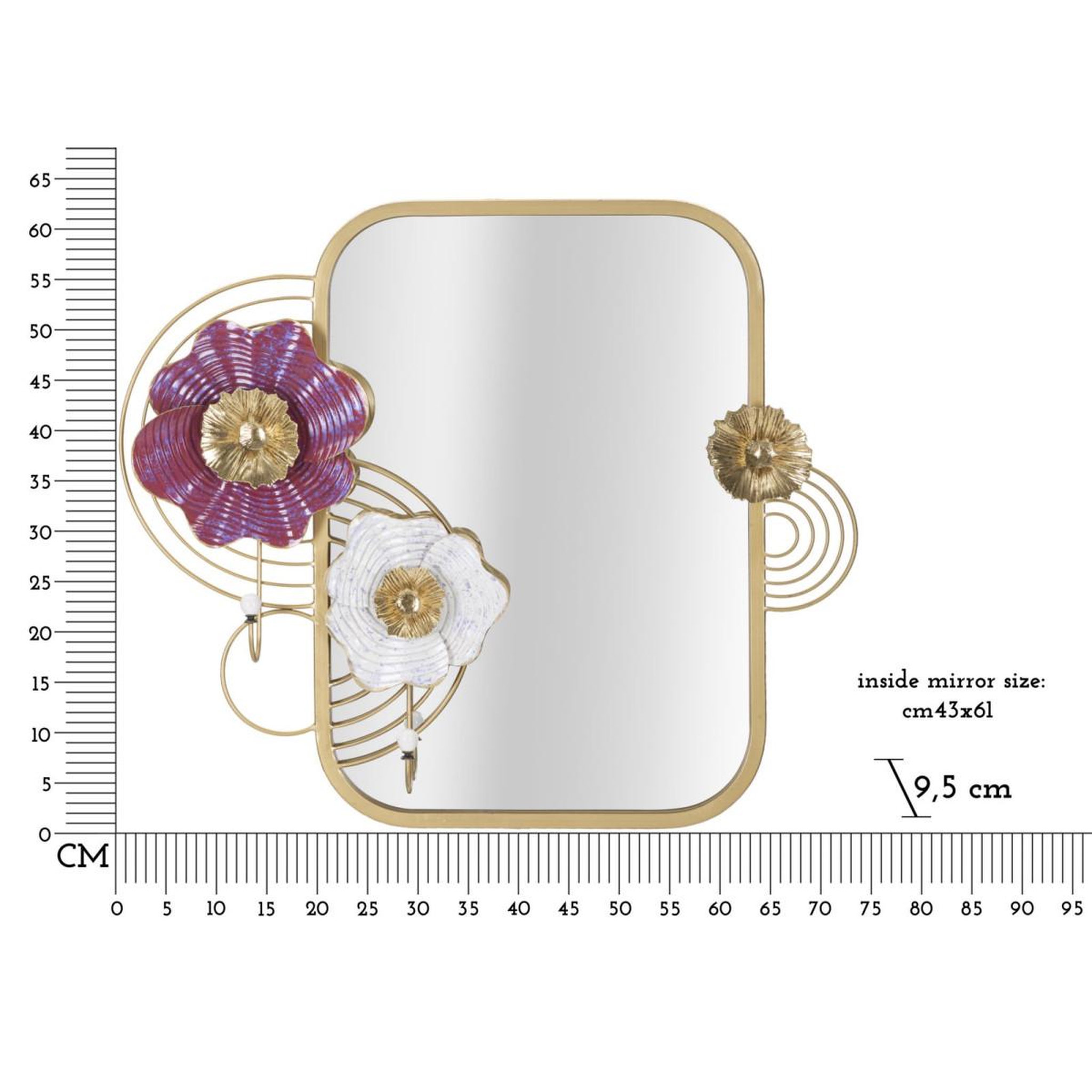 Voir la diapositive 6 : Paris Prix Miroir mural avec 2 crochets  lovis  75cm multicolore