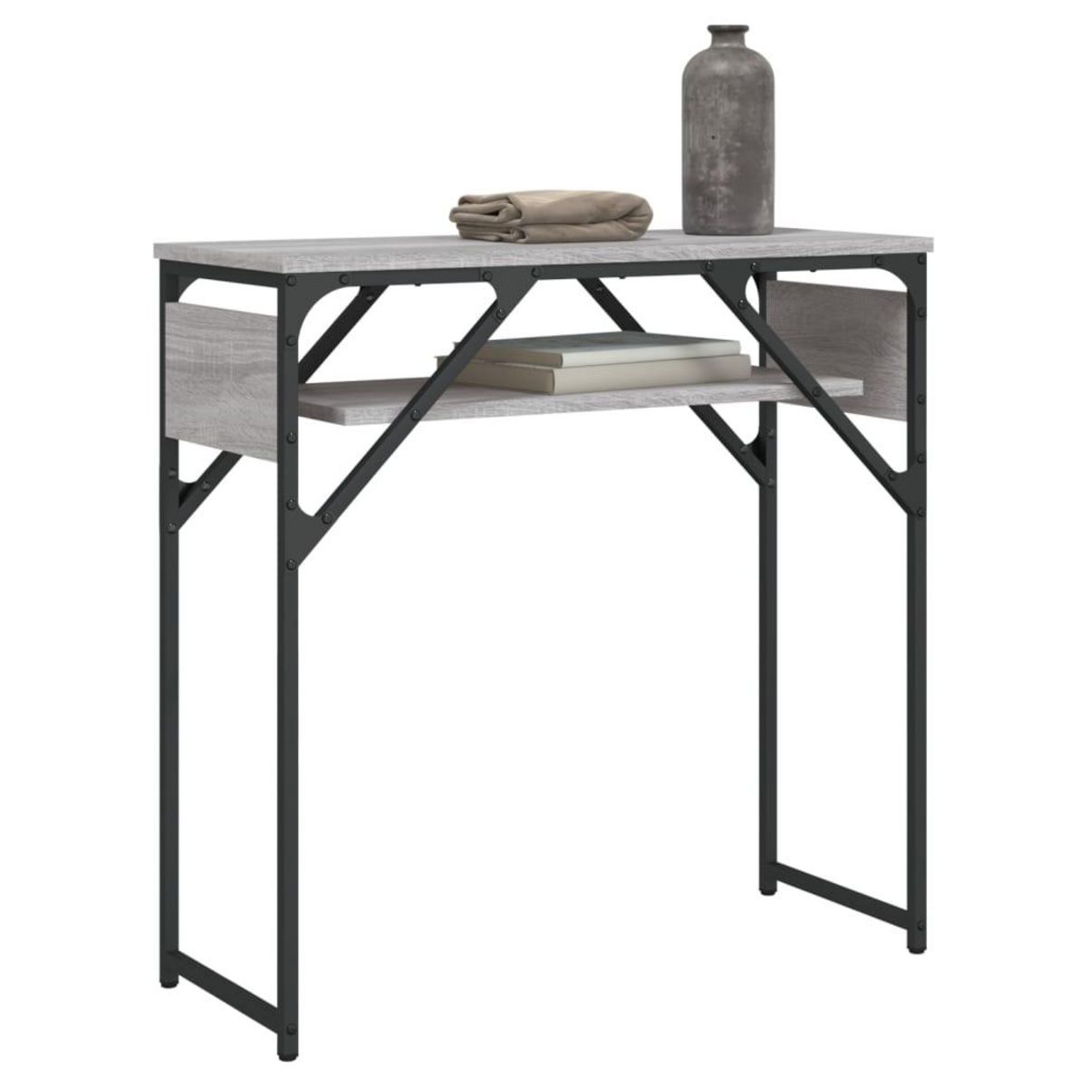 VIDAXL Table console avec etagere sonoma gris 75x30x75 cm