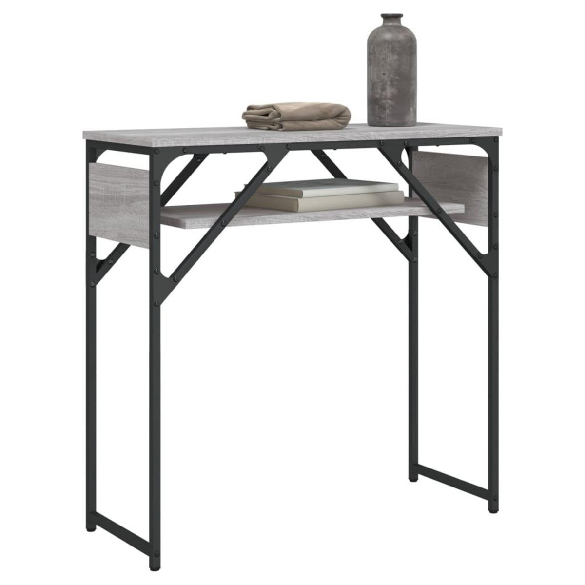 VIDAXL Table console avec etagere sonoma gris 75x30x75 cm