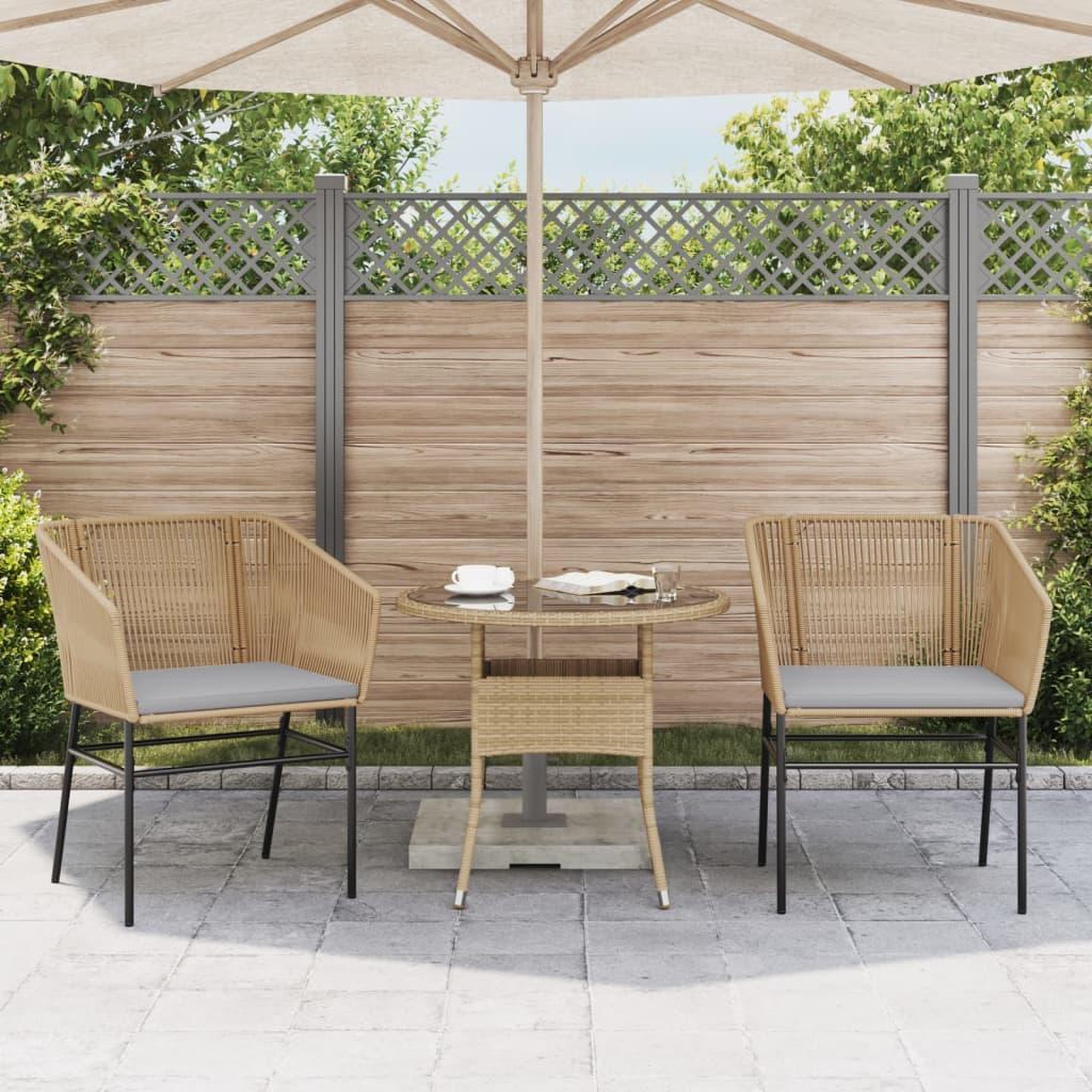 Voir la diapositive 3 : VIDAXL Chaises de jardin lot de 2 et coussins marron rotin