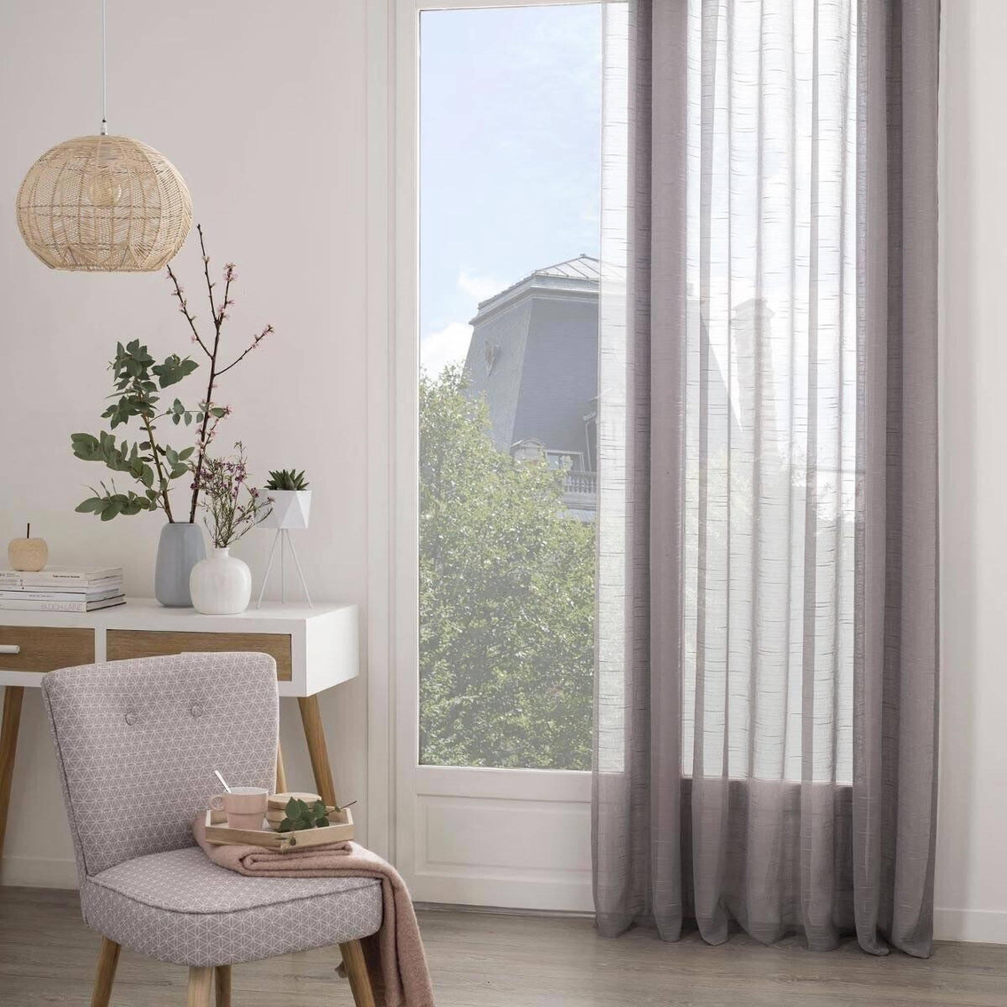 Voir la diapositive 1 : ATMOSPHERA Rideau voilage  sam  140x240cm gris