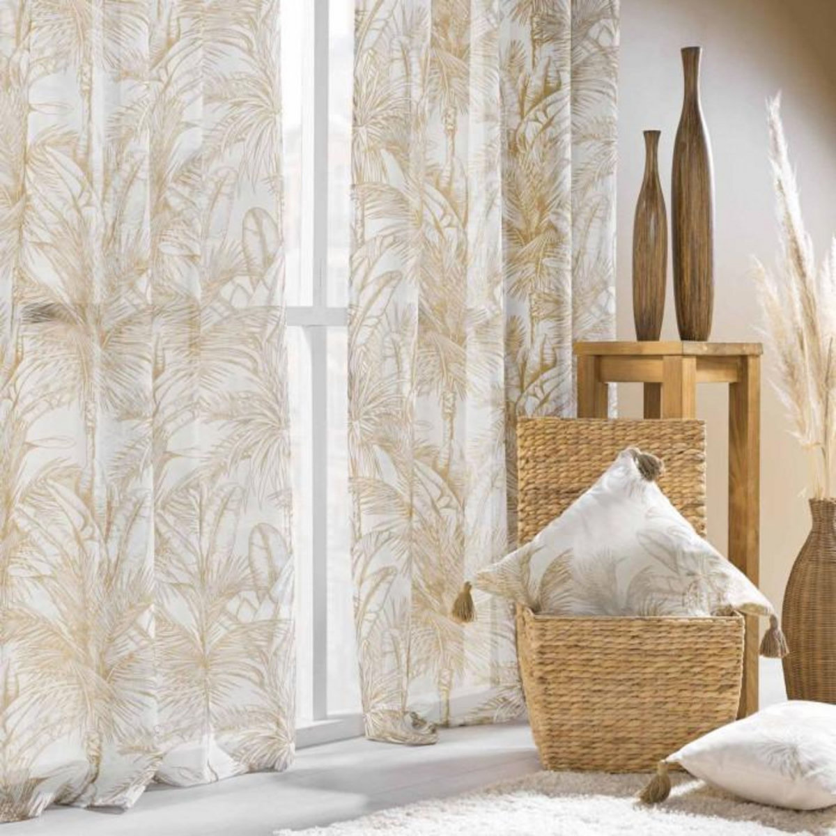 Paris Prix Coussin Déco Imprimé  Dune  45x45cm Naturel