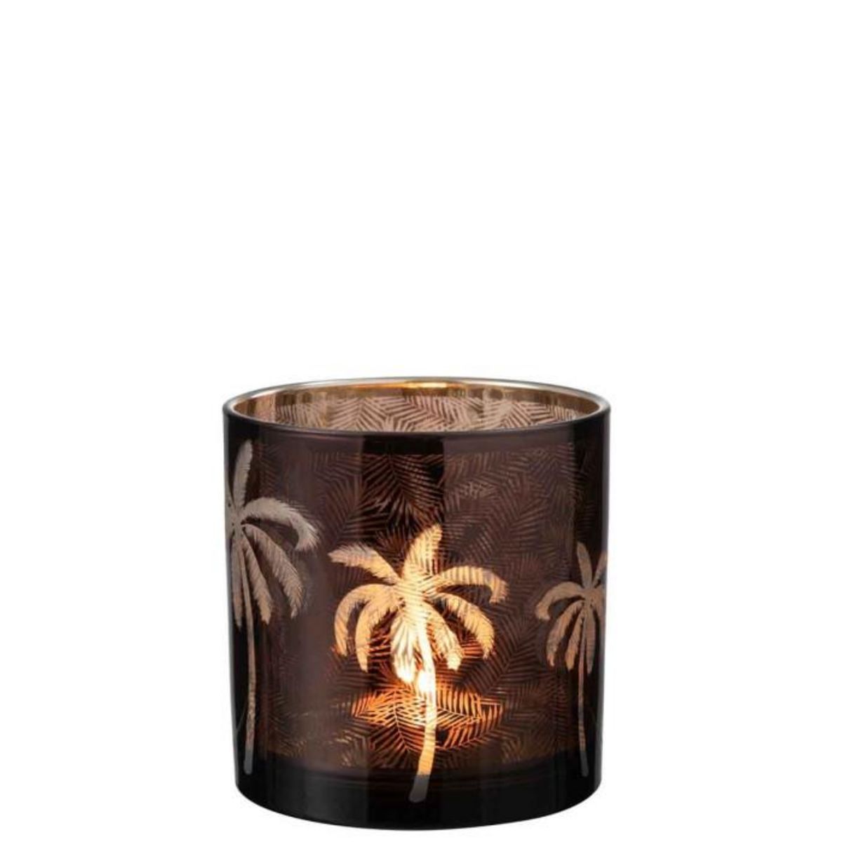 Paris Prix Photophore Design  Feuilles Palmier  15cm Marron