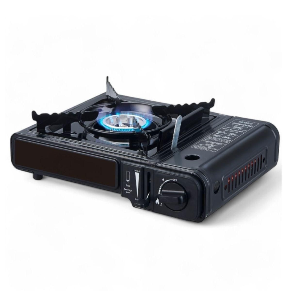 INTEC Réchaud à gaz portable 2200W - Gaz Butane, Allumage Piezo, Mallette incluse - Idéal Camping, Bricolage & Chantier INTEC