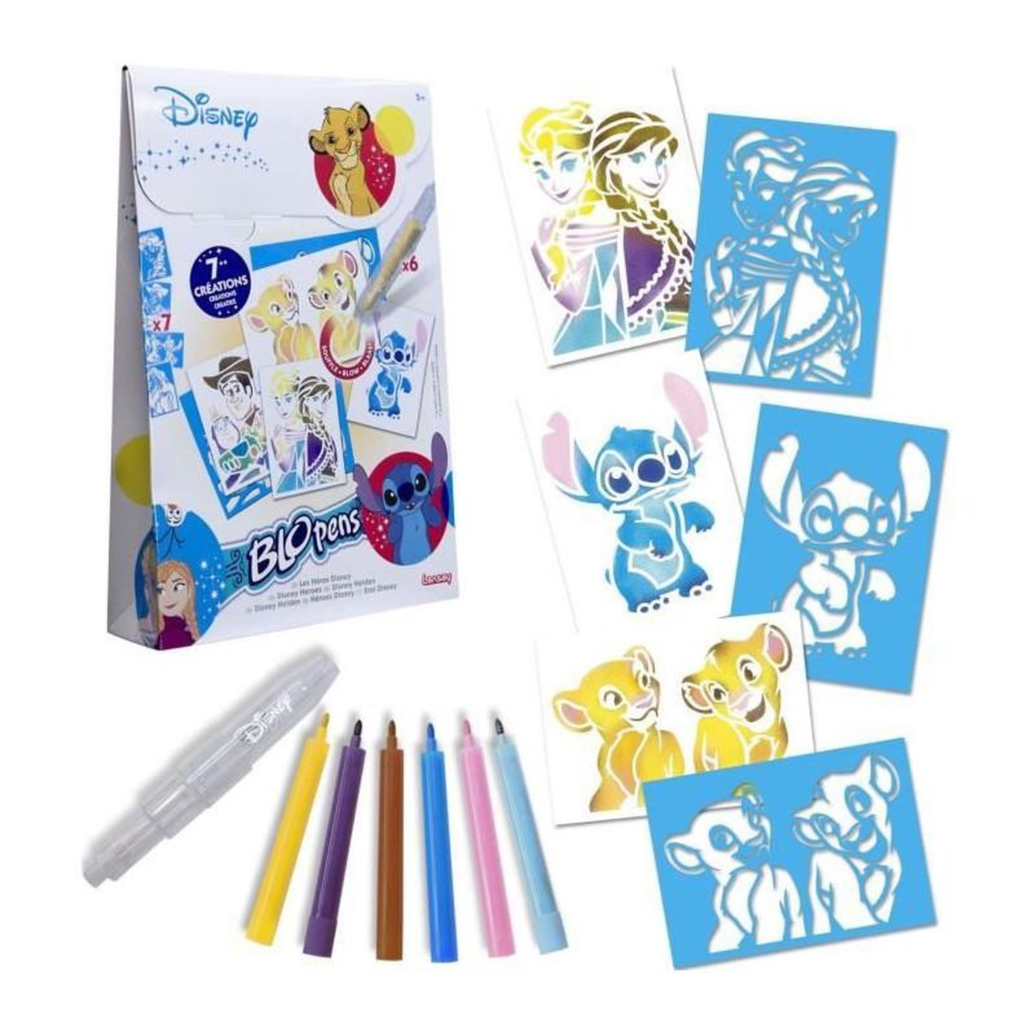 Voir la diapositive 2 : LANSAY Blopens - LANSAY - Les héros Disney - 7 pochoirs - Des 5 ans