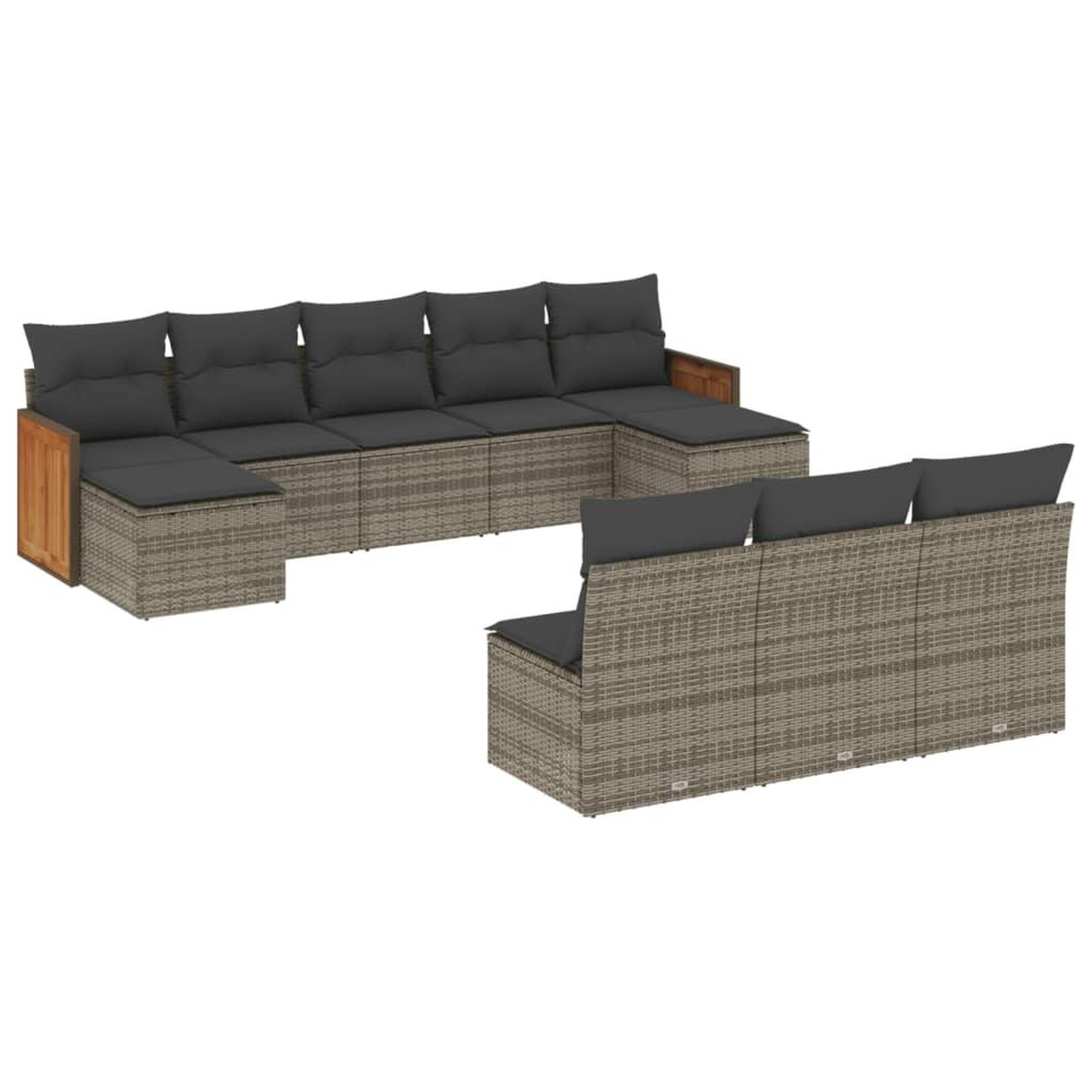 Voir la diapositive 2 : VIDAXL Salon de jardin avec coussins 10 pcs gris resine tressee