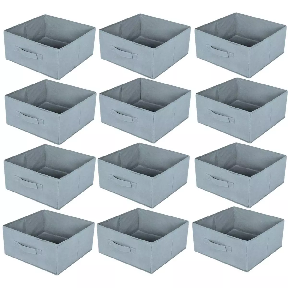 TOILINUX Lot de 12 boites de rangement pliables en tissus avec poignée - 30x30x15cm - Bleu clair