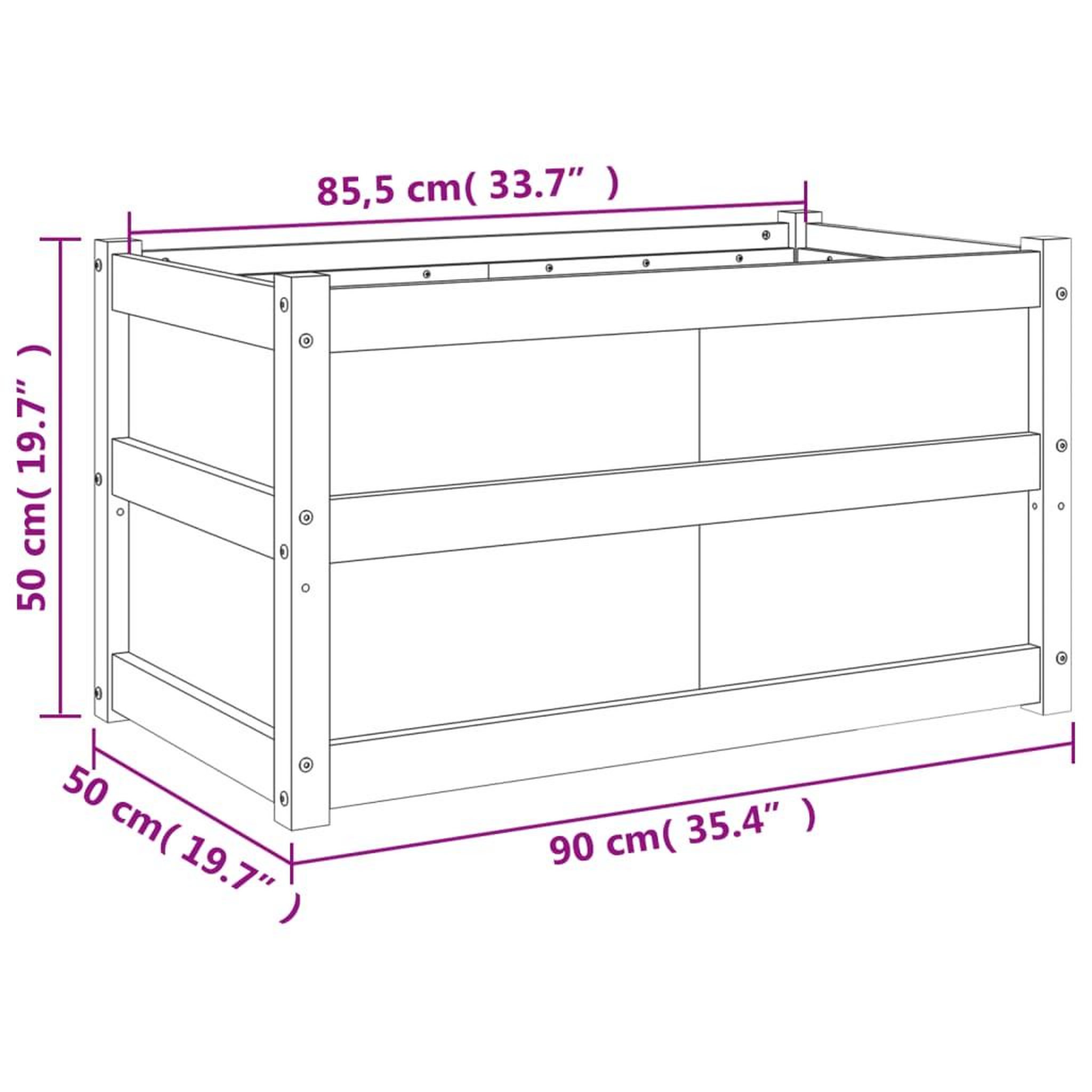 Voir la diapositive 6 : VIDAXL Jardiniere d'exterieur 90x50x50 cm bois de pin massif