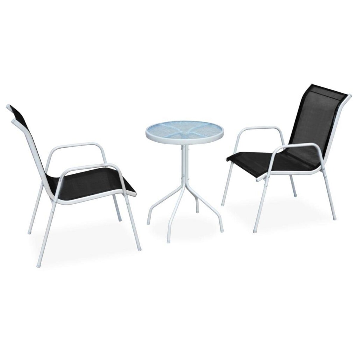 VIDAXL Ensemble de bistro 3 pcs Acier Noir