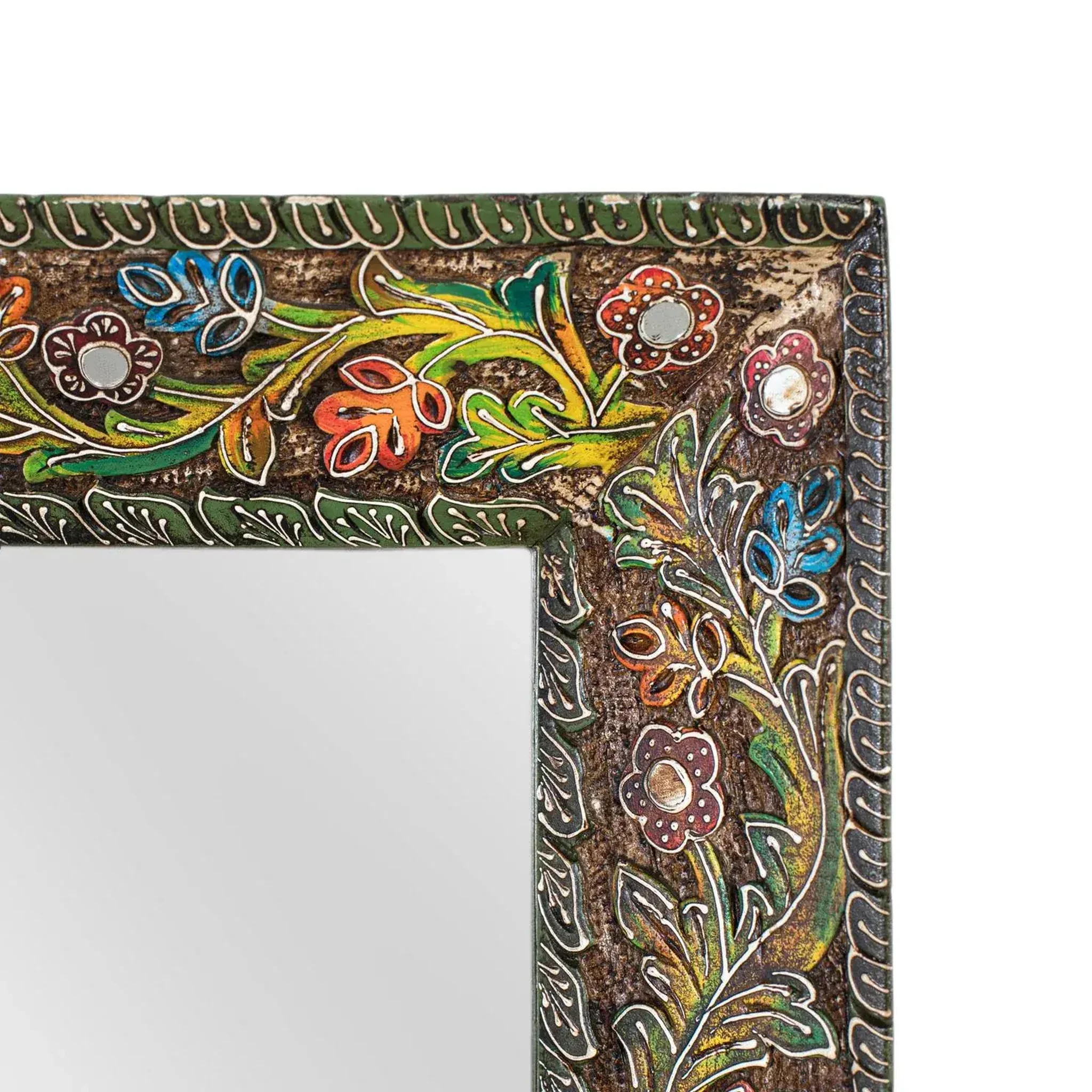 Voir la diapositive 3 : GINER Y COLOMER SL Miroir en bois de manguier, dos en mdf 76 cm style ethnique