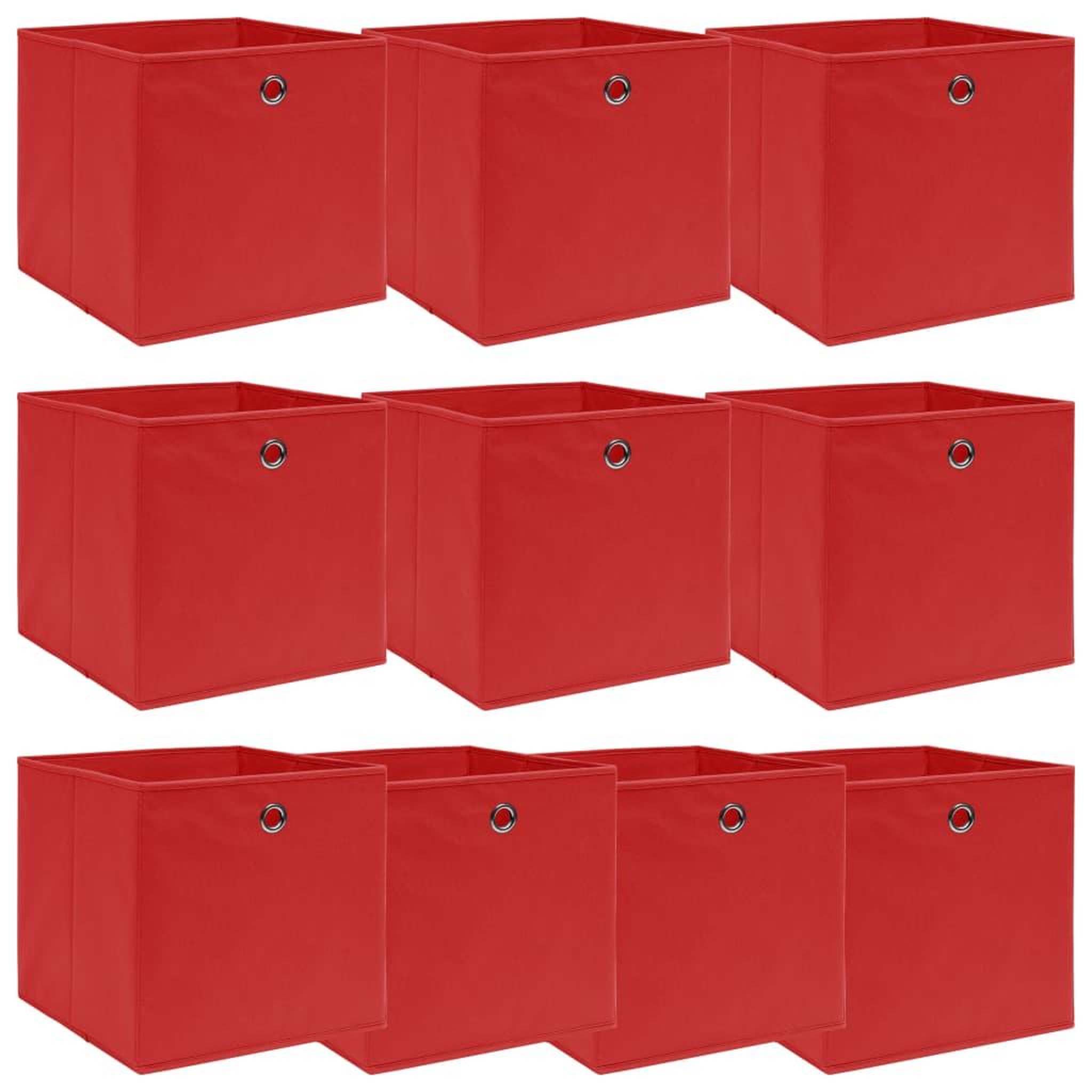 Voir la diapositive 1 : VIDAXL Boîtes de rangement 10 pcs Rouge 32x32x32 cm Tissu
