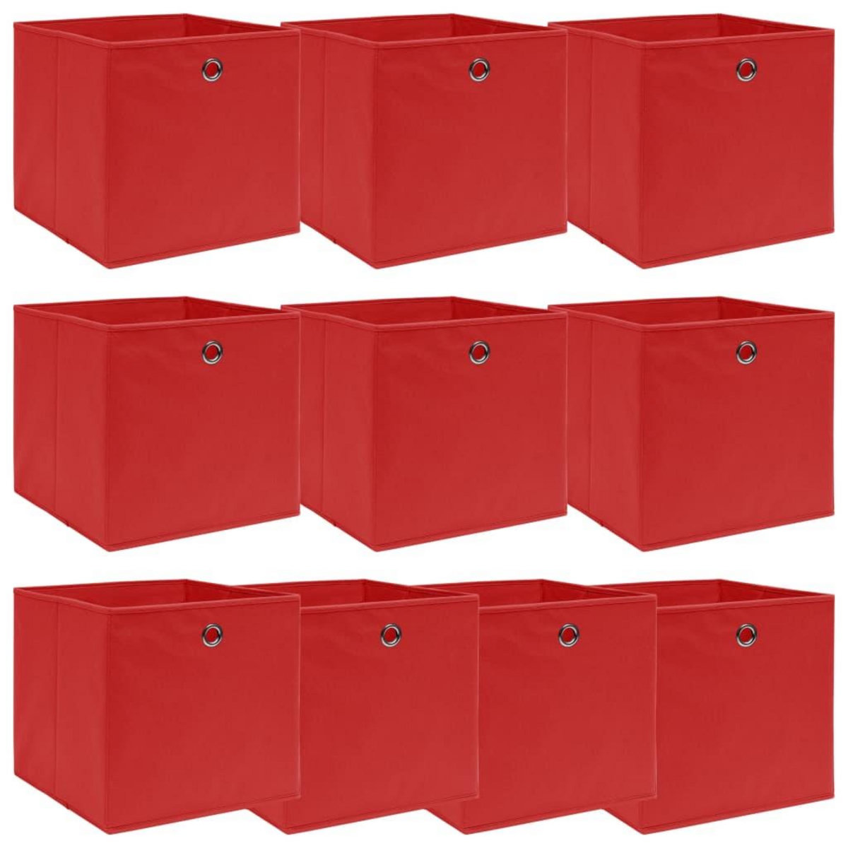 VIDAXL Boîtes de rangement 10 pcs Rouge 32x32x32 cm Tissu