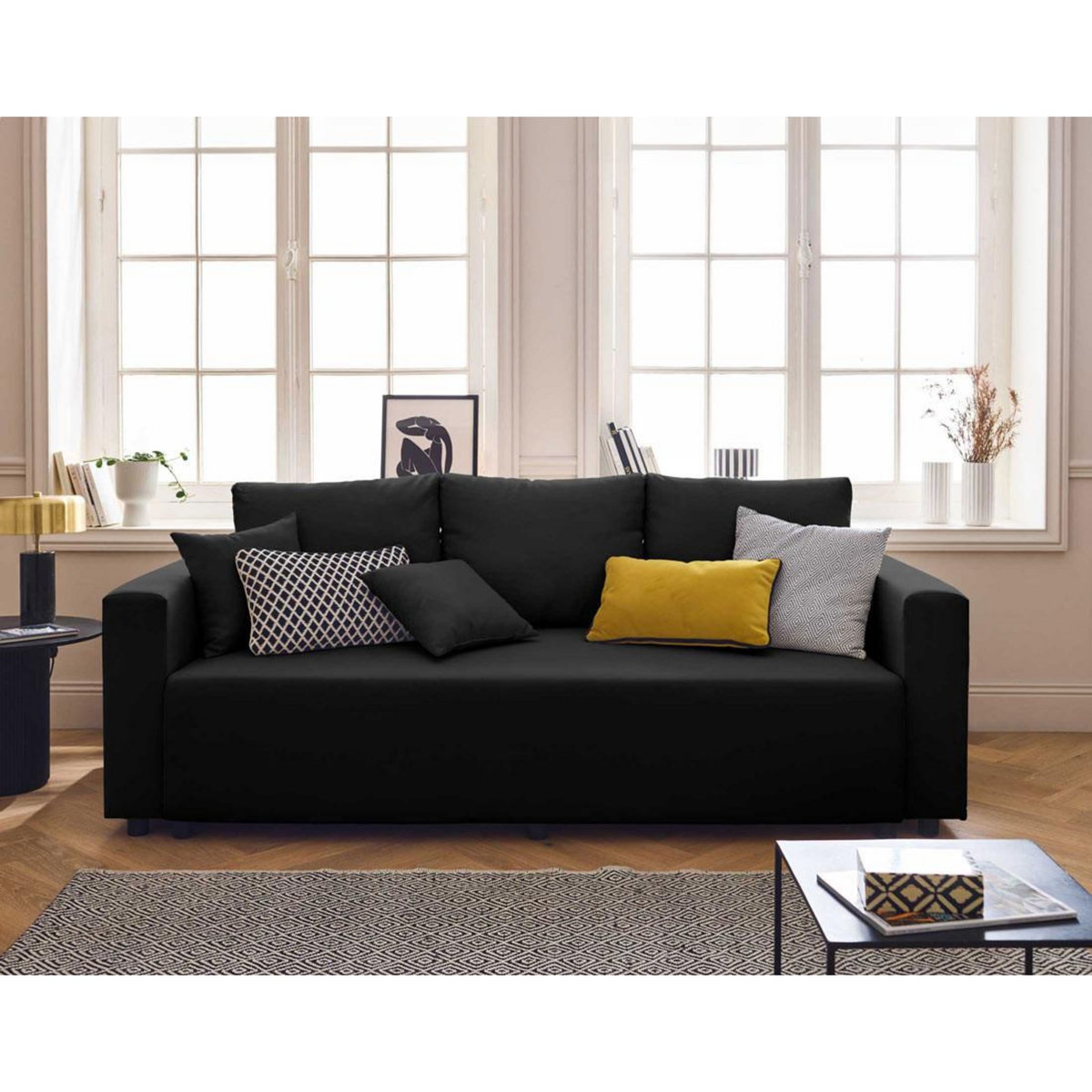 BEST MOBILIER Regala - canapé 3 places - convertible avec coffre - en tissu