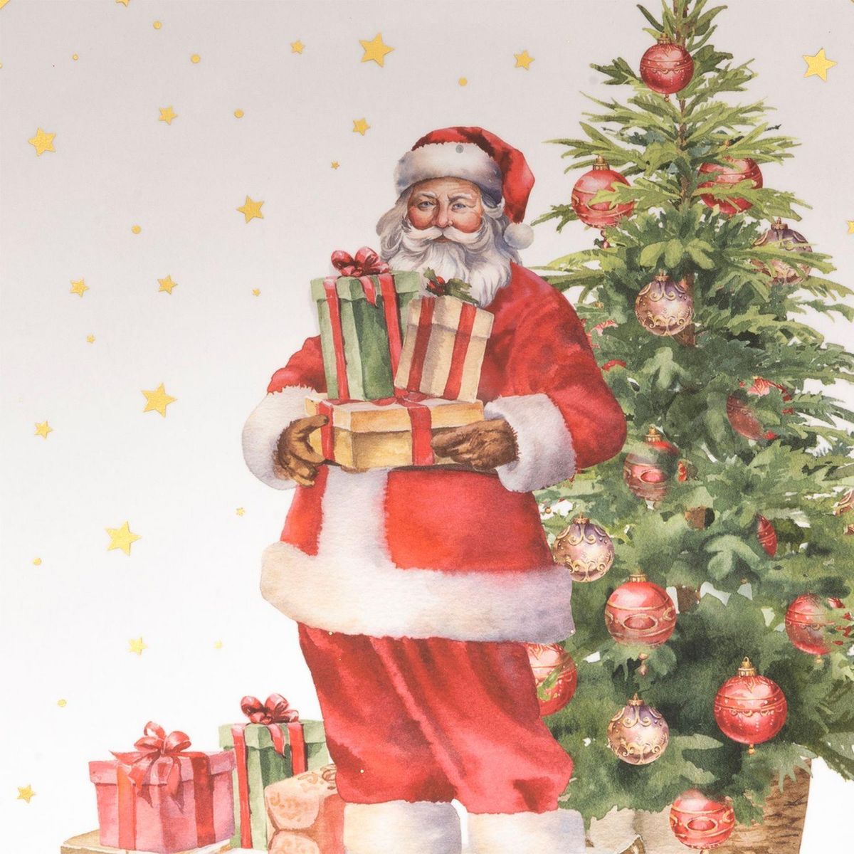 FEERIC LIGHT & CHRISTMAS Lot de 12 assiettes de présentation PÈRE NOËL - Blanc