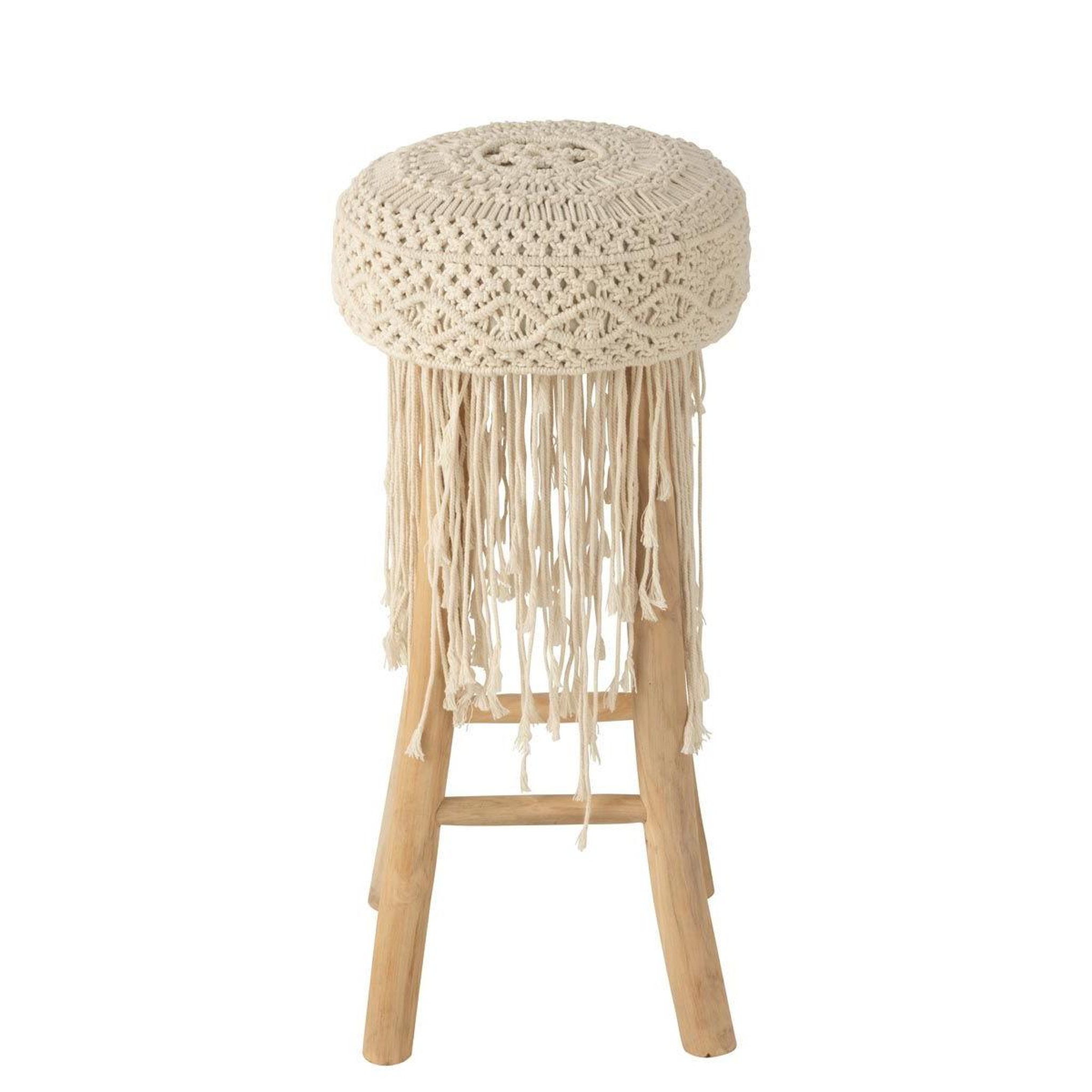 Voir la diapositive 2 : J-LINE Tabouret de bar macramé  pure nature  85cm naturel