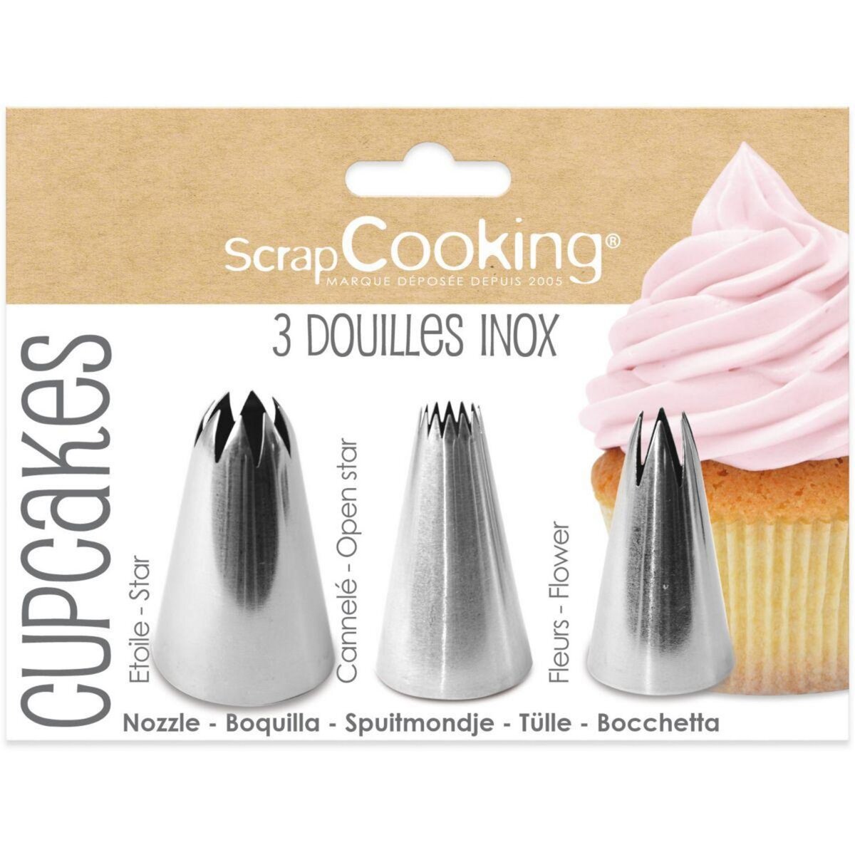 SCRAPCOOKING Douille à pâtisserie lot de 3 à cupcakes