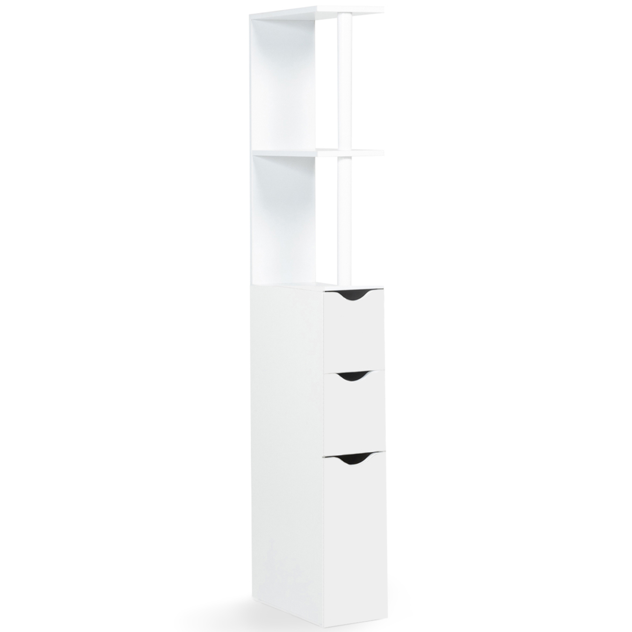 Voir la diapositive 4 : ID MARKET Meuble wc étagère willy bois 3 portes blanc