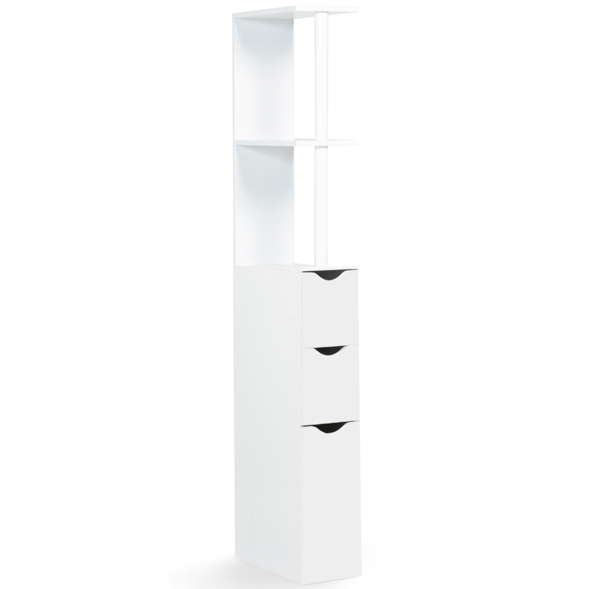 ID MARKET Meuble WC étagère WILLY bois 3 portes blanc