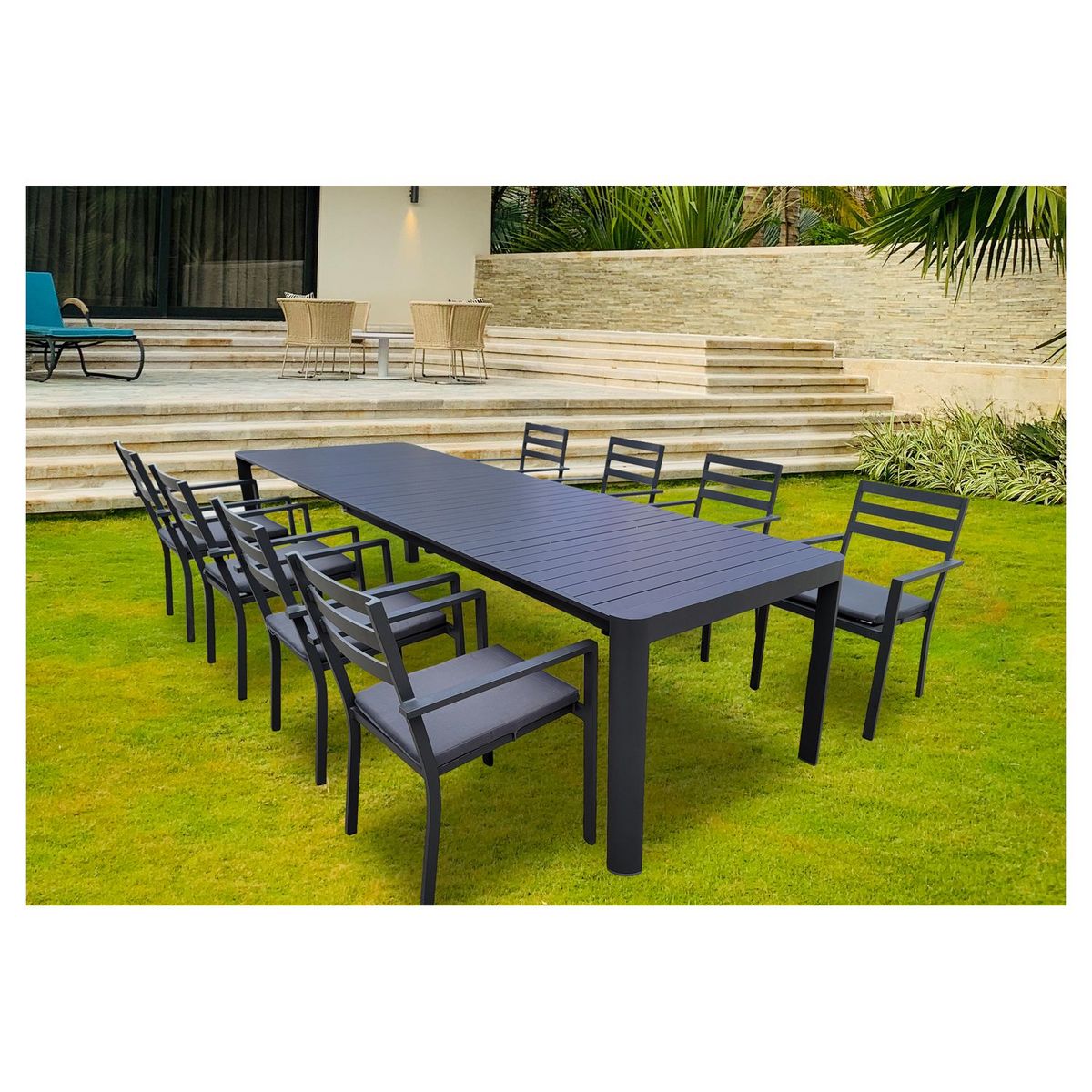 JARDILINE Lot de 2 fauteuils de jardin - Aluminium/Polyester - Anthracite - PALMA