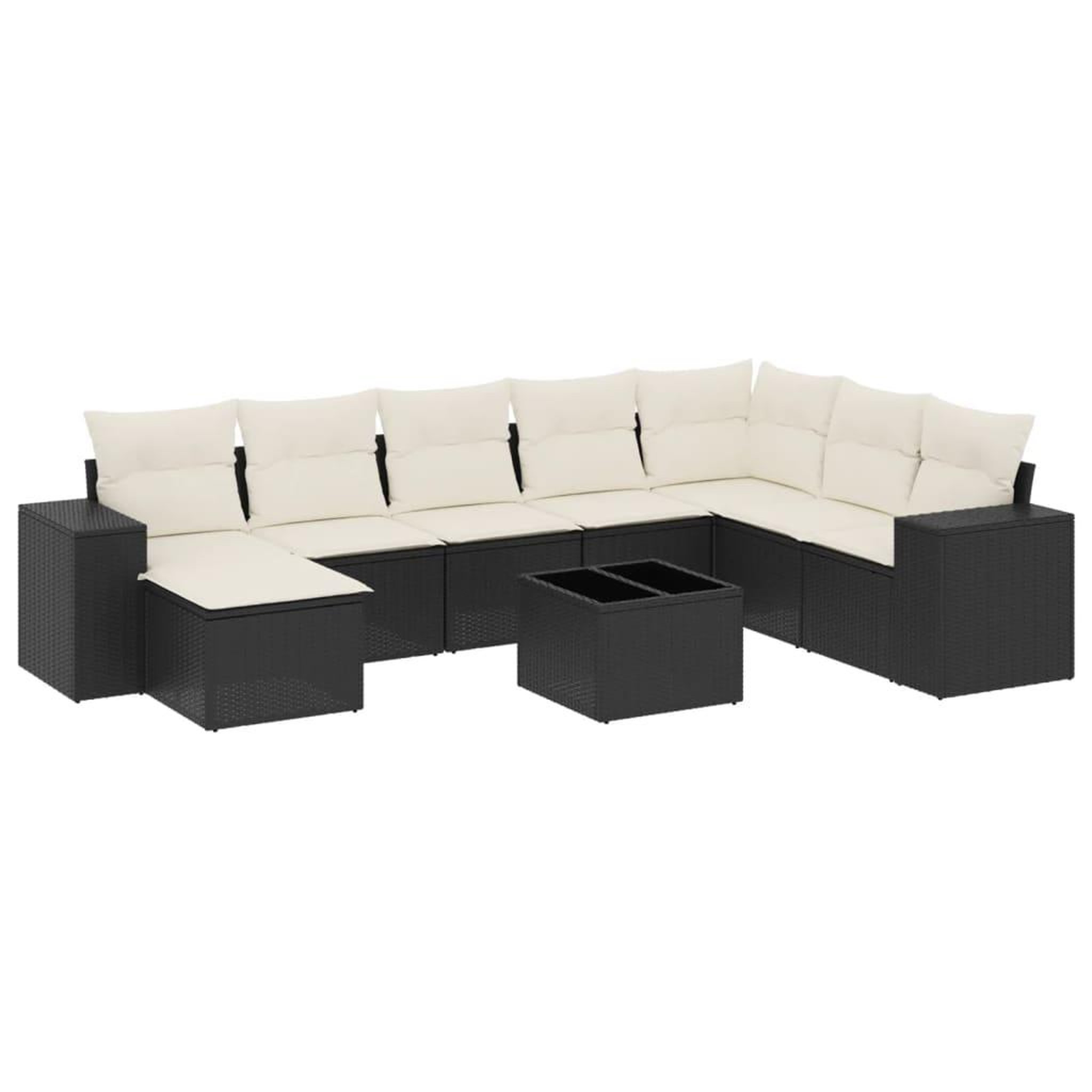 Voir la diapositive 2 : VIDAXL Salon de jardin 9 pcs avec coussins noir resine tressee