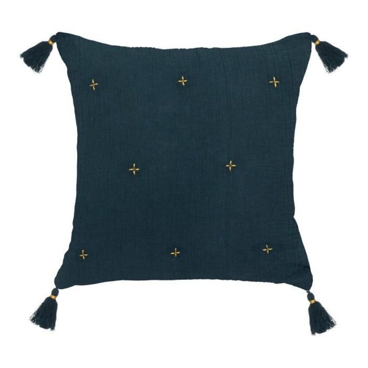 ATMOSPHERA Coussin Déco à Pompons  Millo  40x40cm Bleu Pétrole